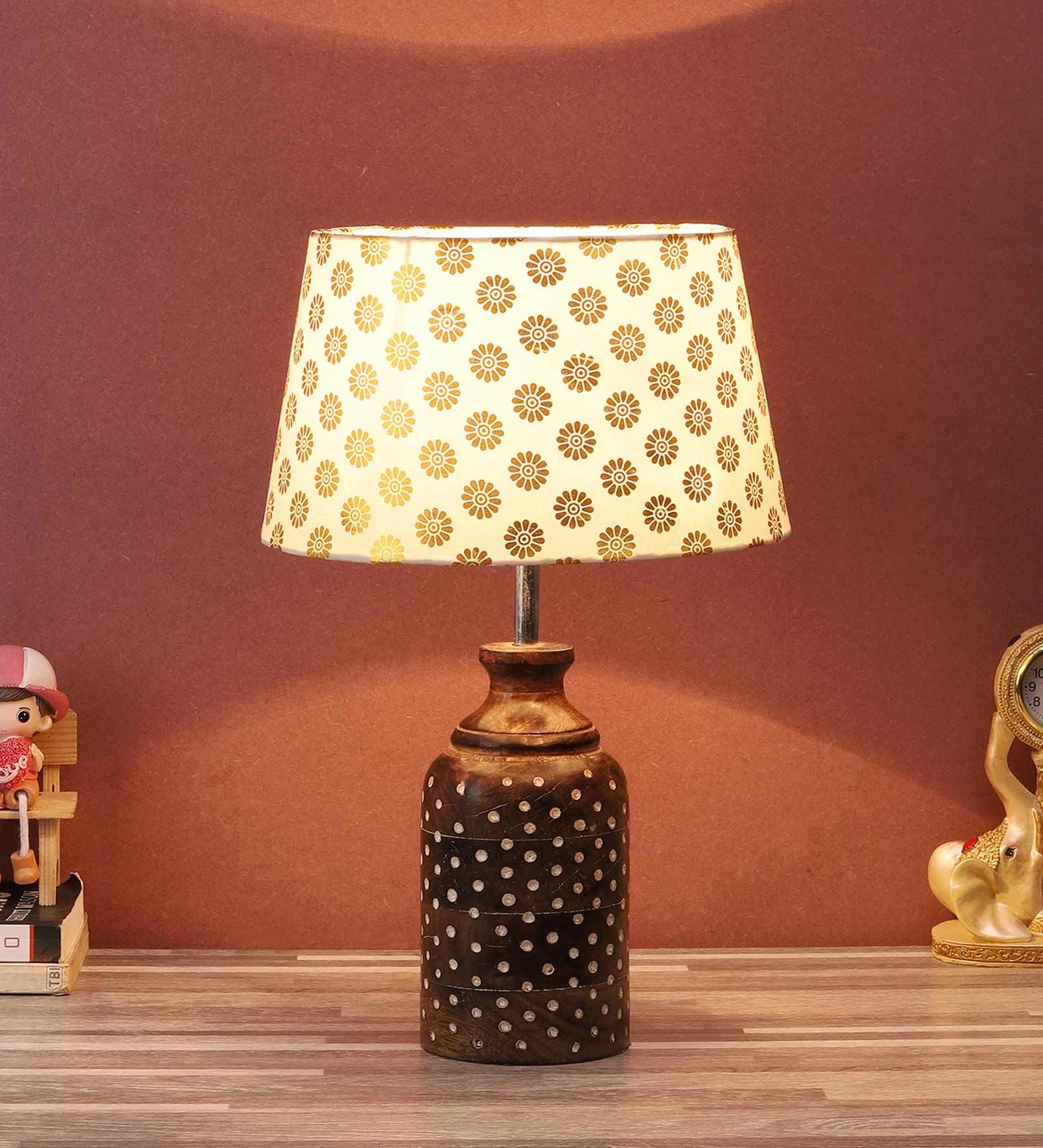 Buy Beige Fabric Shade Table Lamp With Brown Base By Foziq at 53% OFF ...