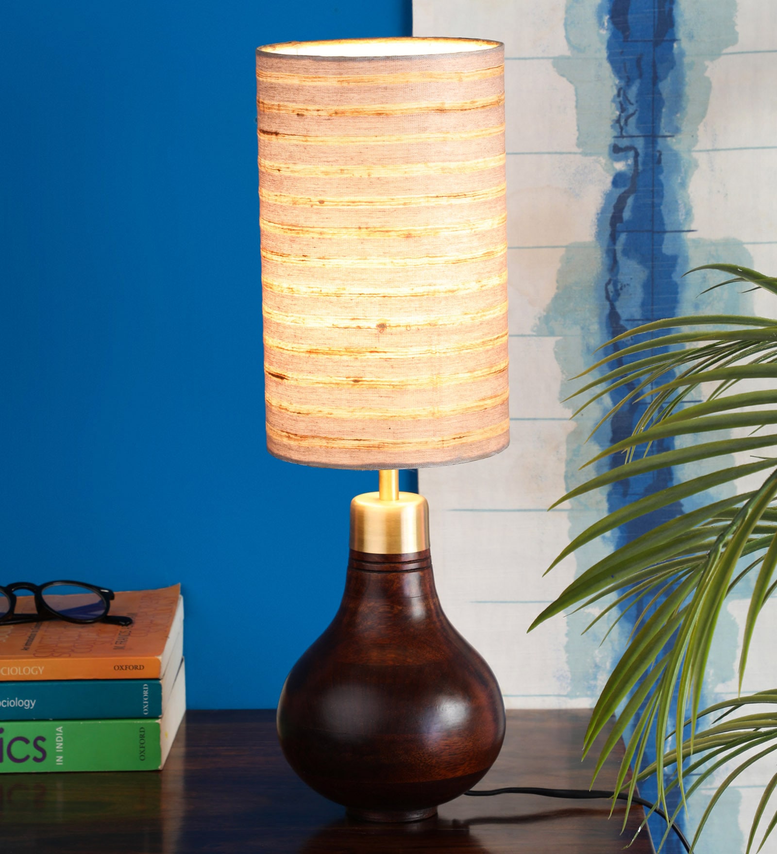 Buy Beige Fabric Shade Table Lamp with Wooden Base at 32% OFF by ...