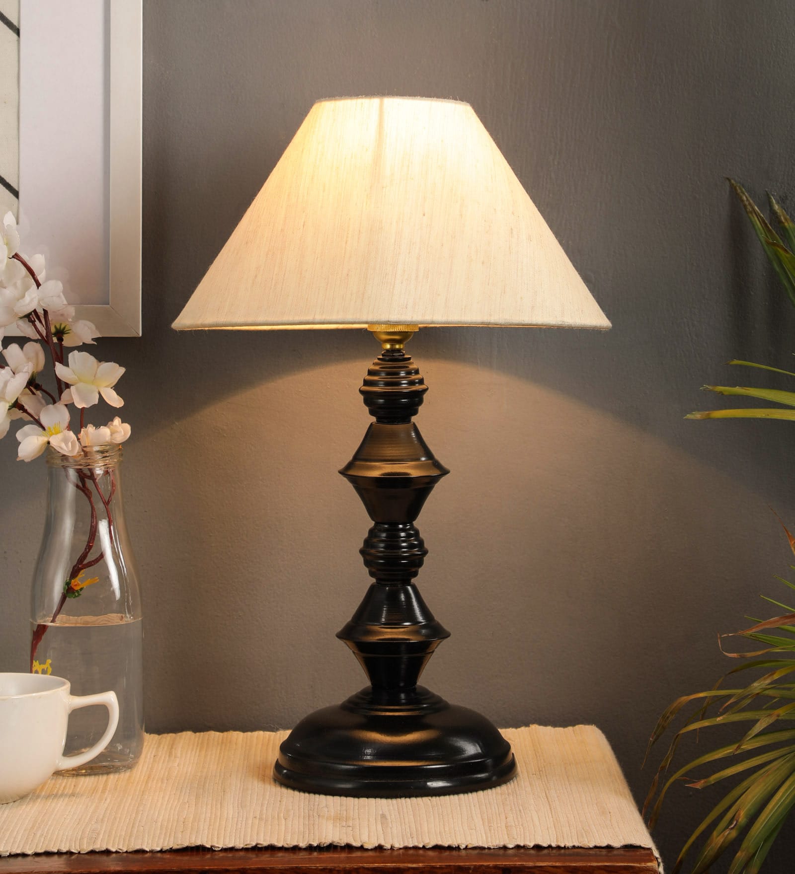 Beige Fabric Table Lamp