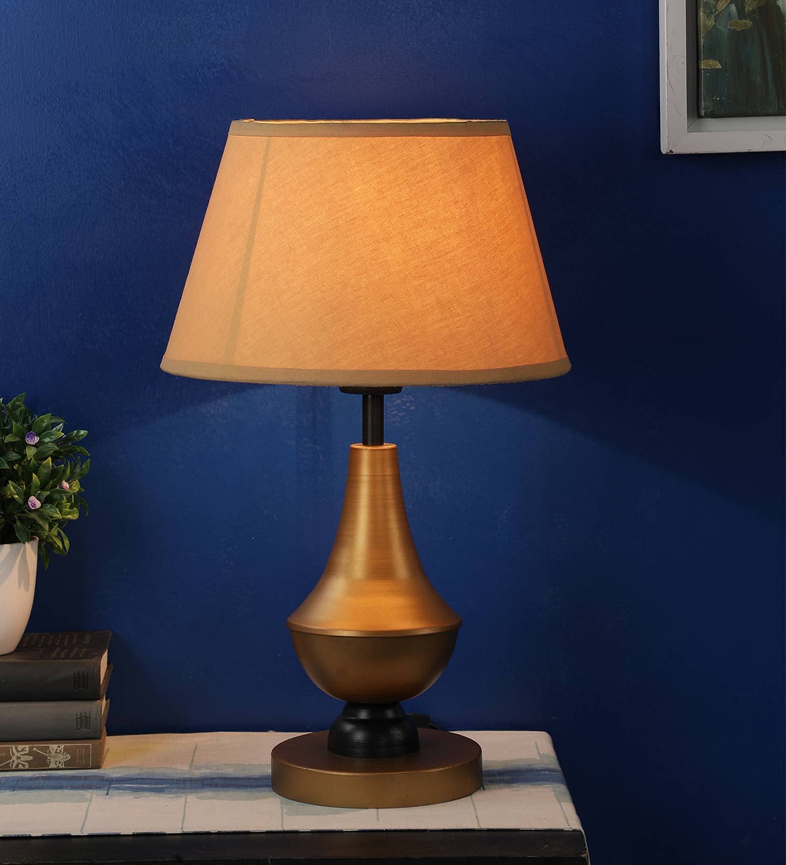Buy Beige Fabric Shade Table Lamp with Gold Base at 50% OFF by Stello ...