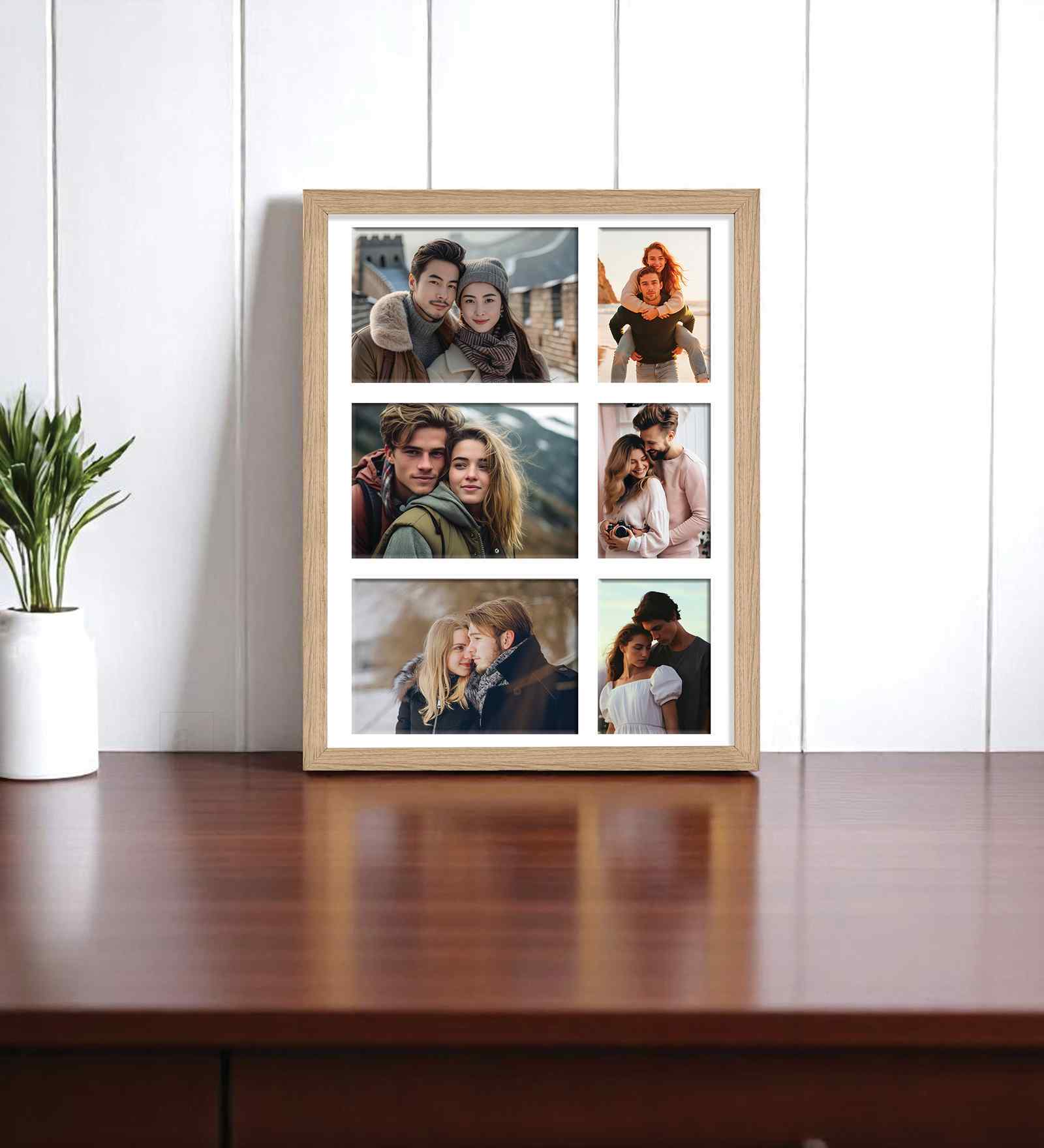 Beige Fibre Decorative Collage Photo Frames