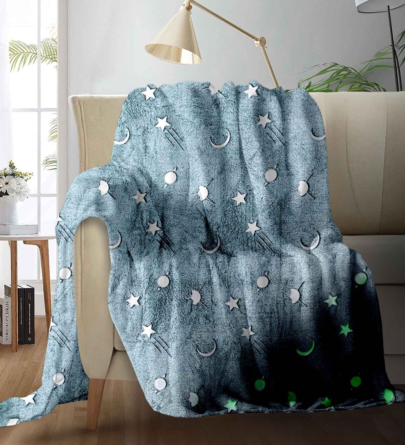 Beige Fleece Solid 280 GSM Glow in The Dark Fleece Throw Single Kids Blanket