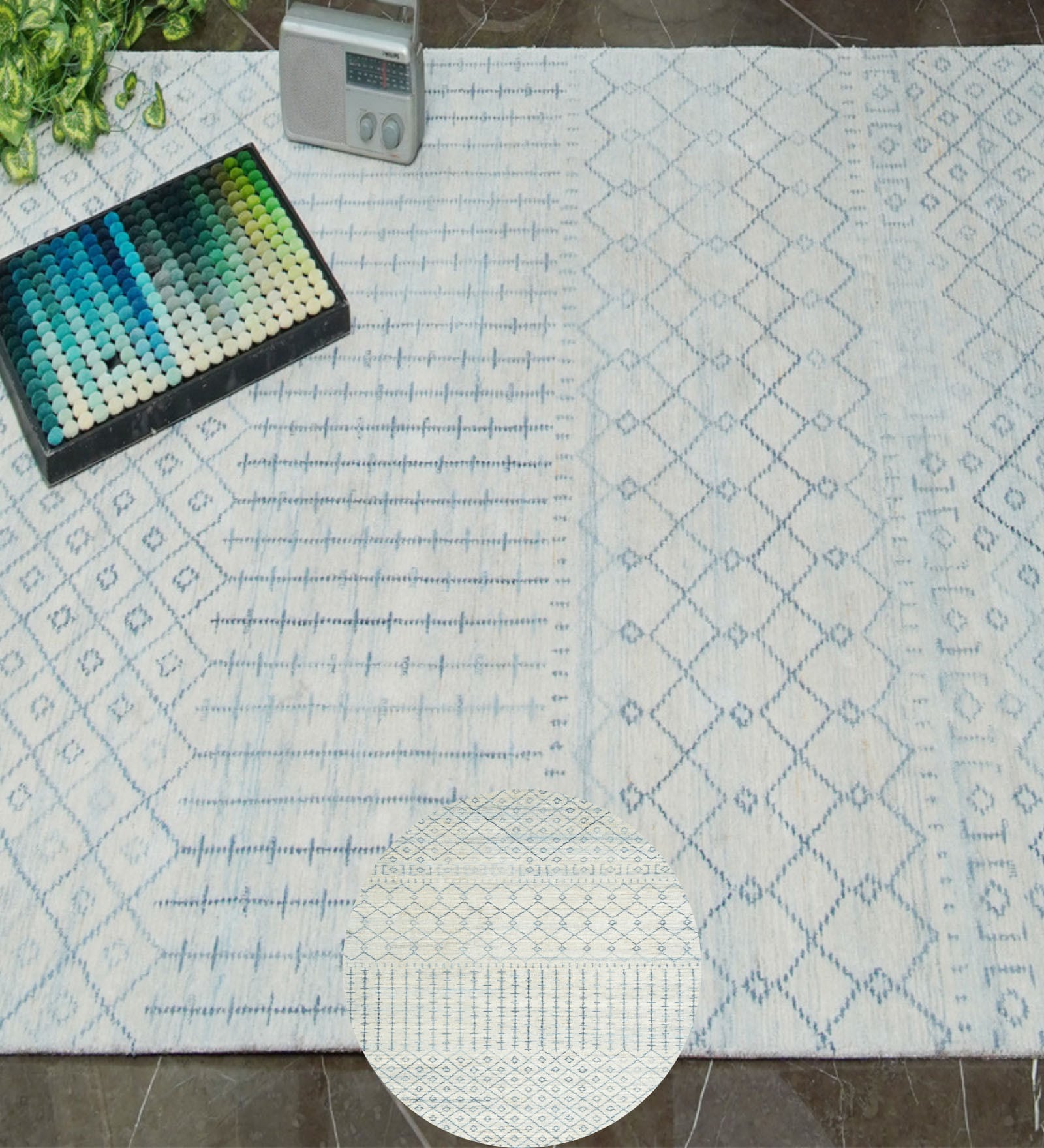 Beige Floral Wool Hand Tufted Carpet