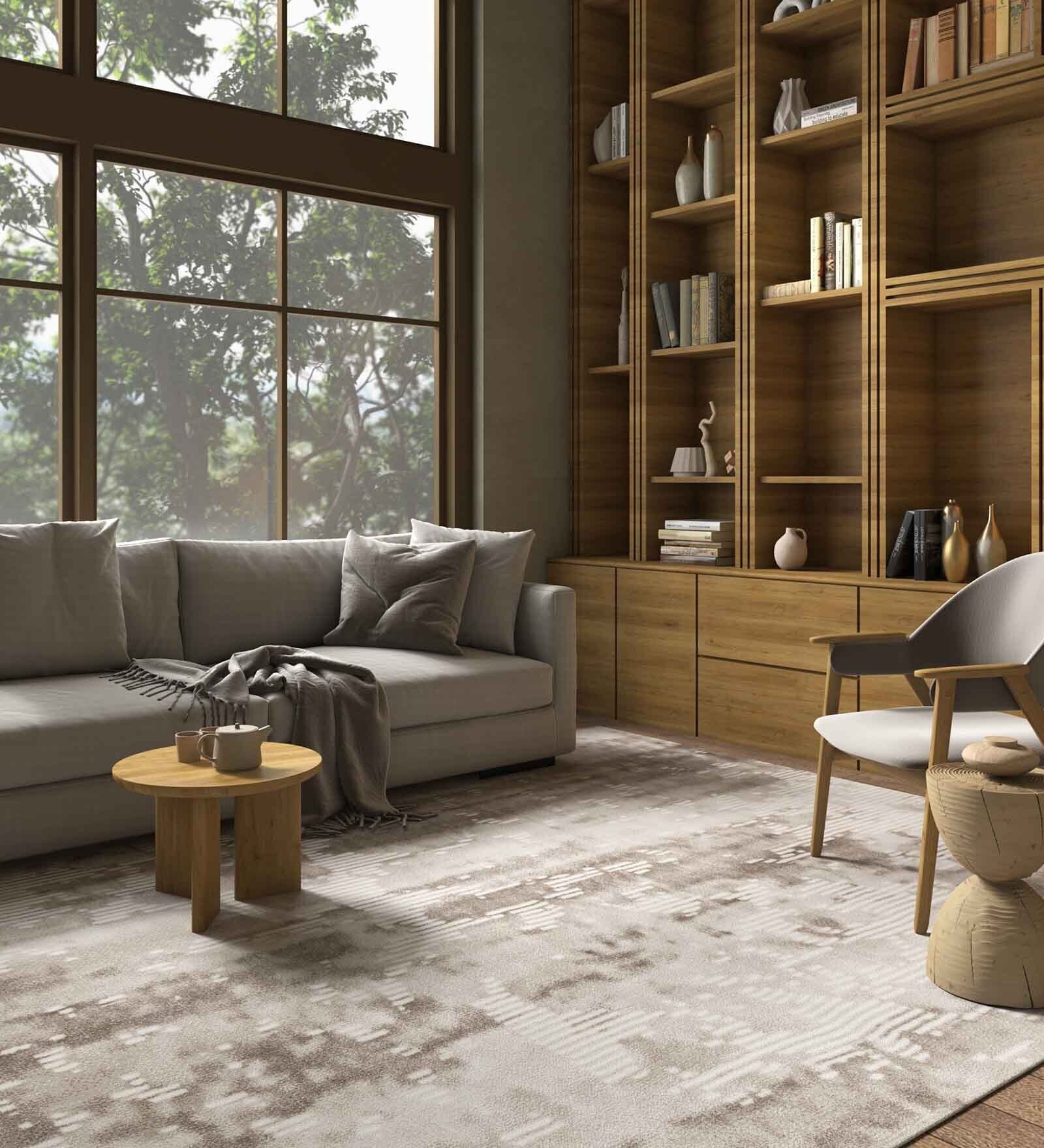 Beige Geometric 4X6 Machine Made Carpet