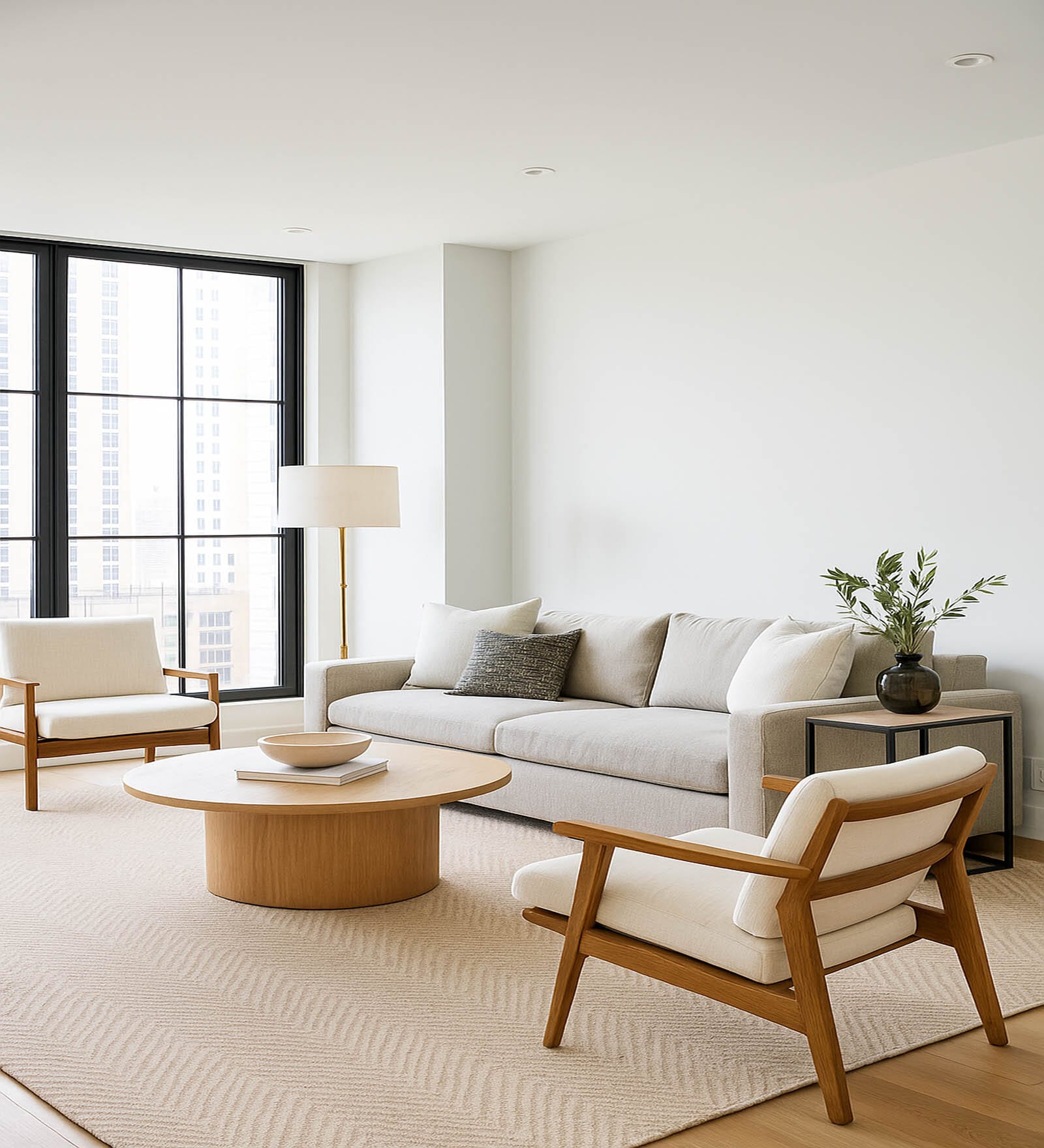 Beige Geometrical Cotton 8X5 Feet Hand Woven Carpet