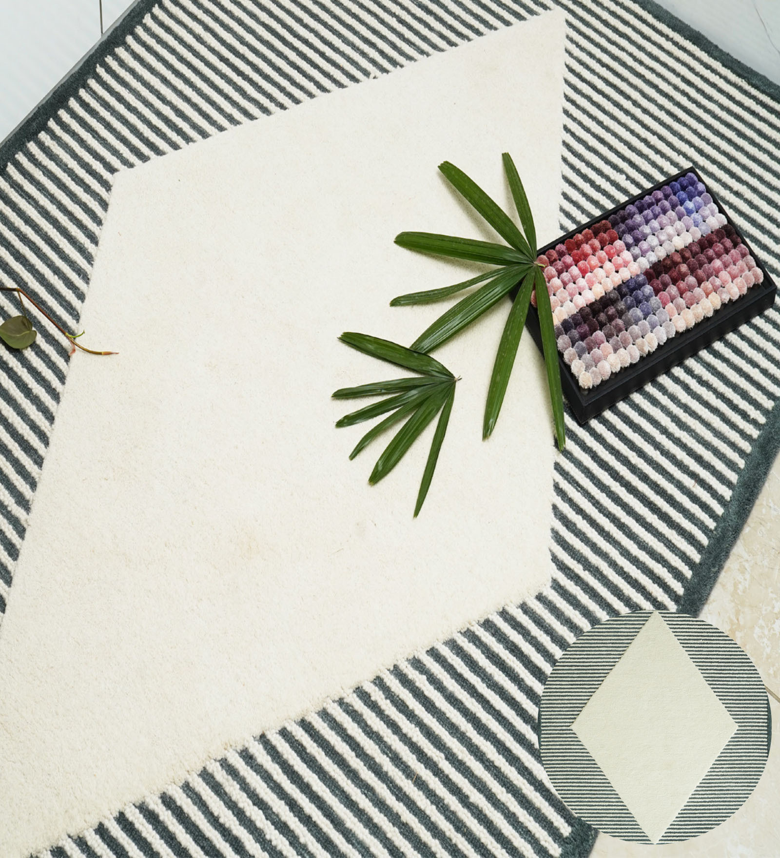 Beige Geometrical Wool Hand Tufted Carpet