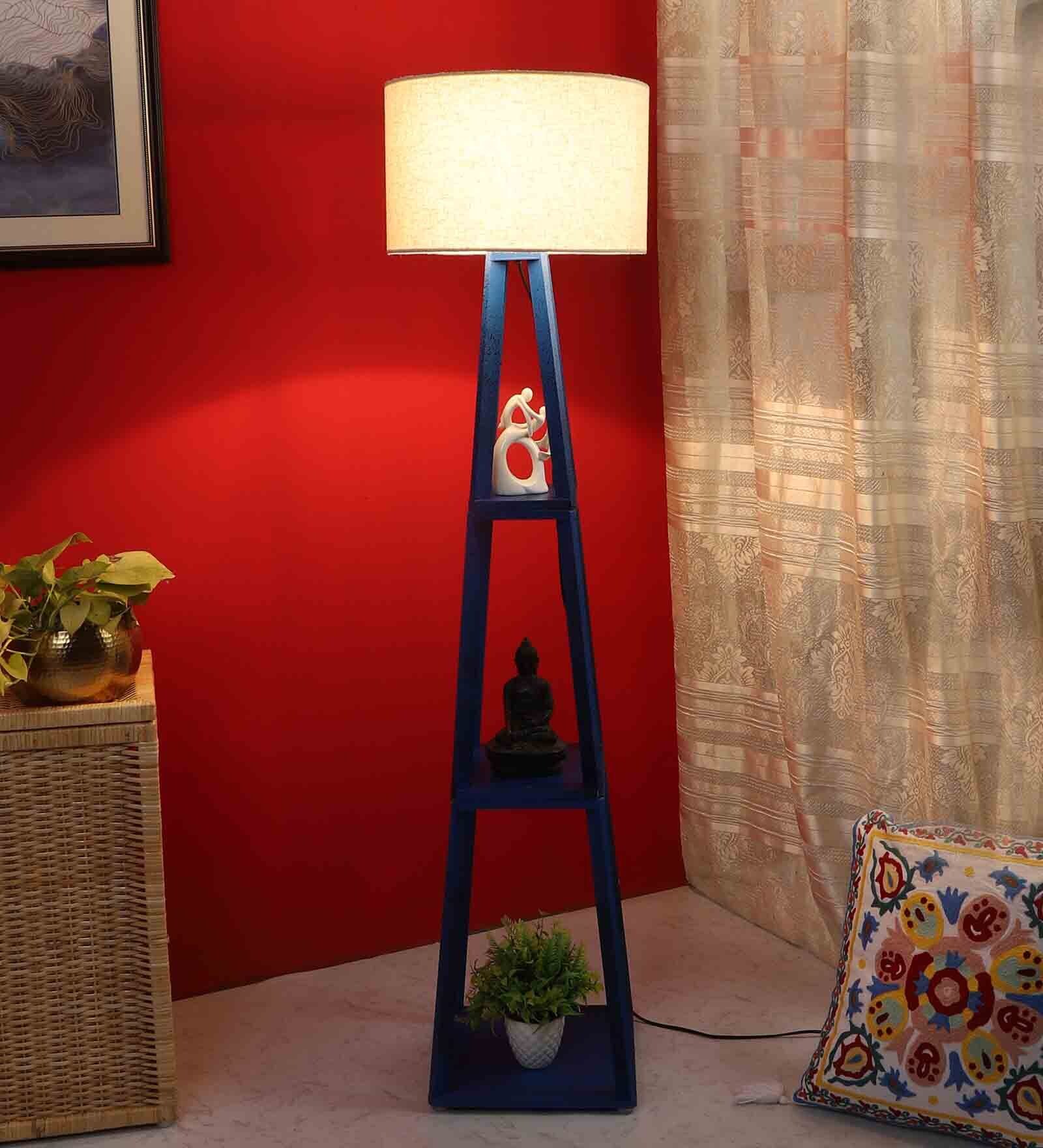 Buy Carolie Beige Jute Shade Shelf Floor Lamp With MDF Base By Pristine Interiors at 39 OFF by