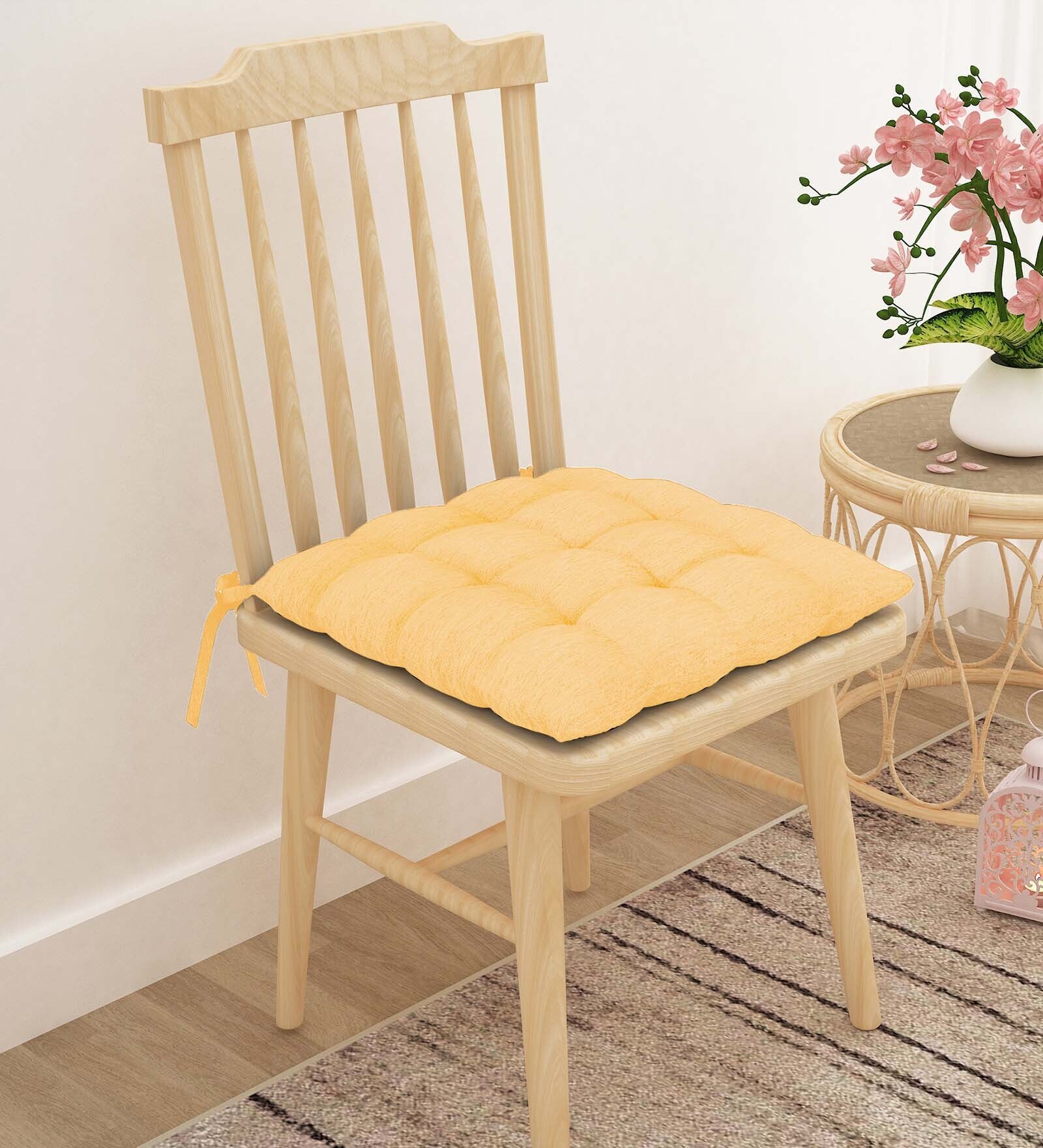 Beige Solid Jute 14x14 Inches Chair Pad