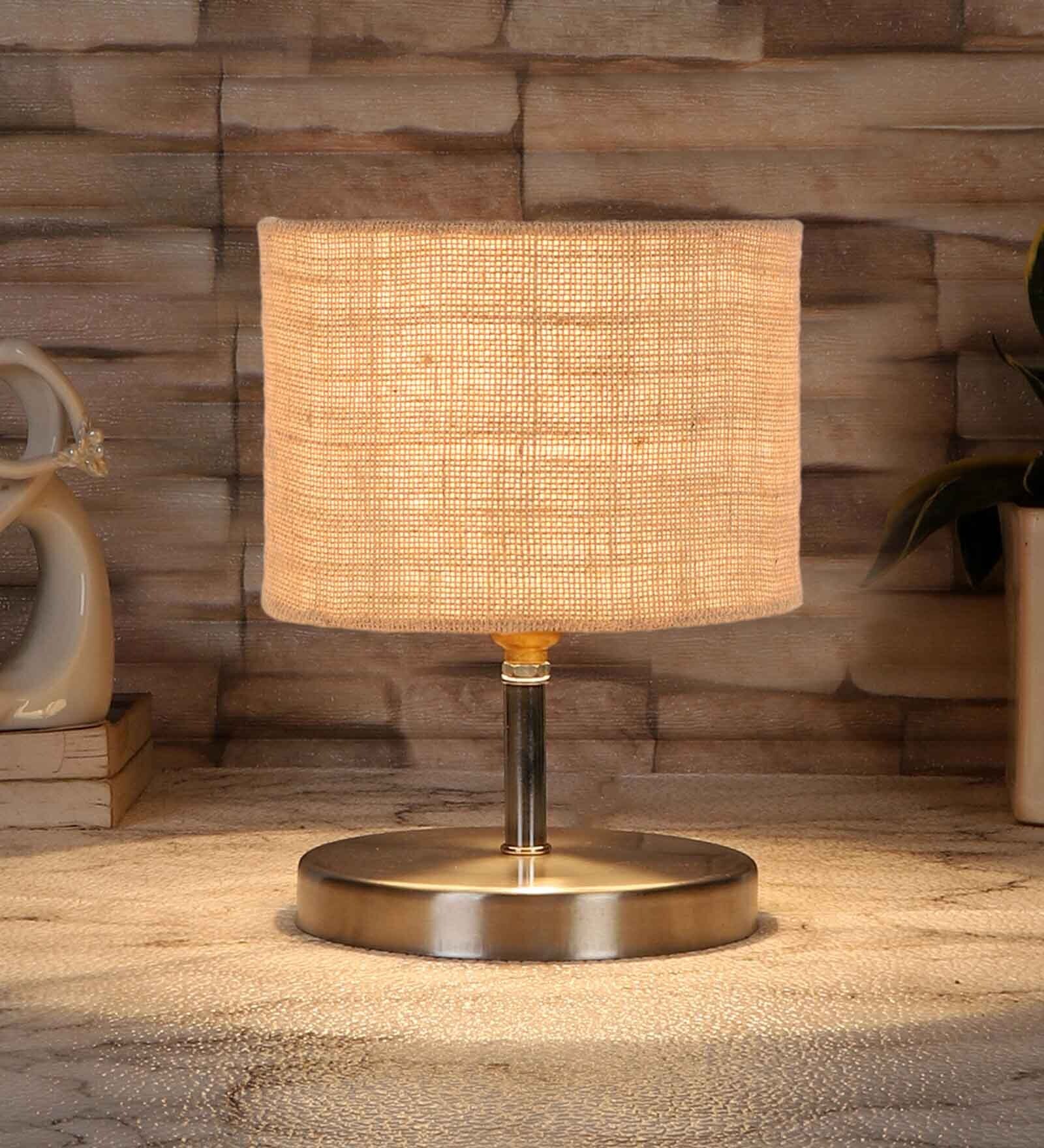 Beige Jute table lamp with Steel Base -64 Beige Jute table lamp with Steel Base -64