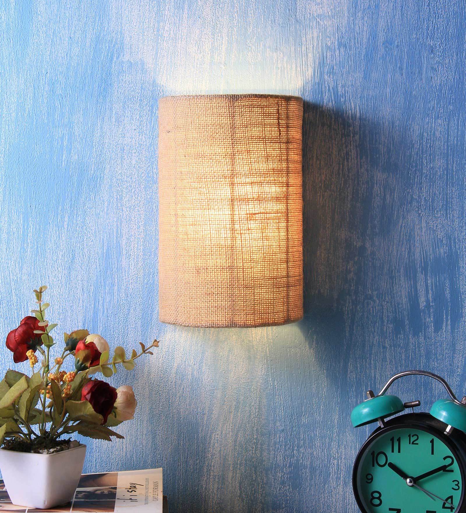 Natural Fiber Flush Mount Wall Light (Beige)