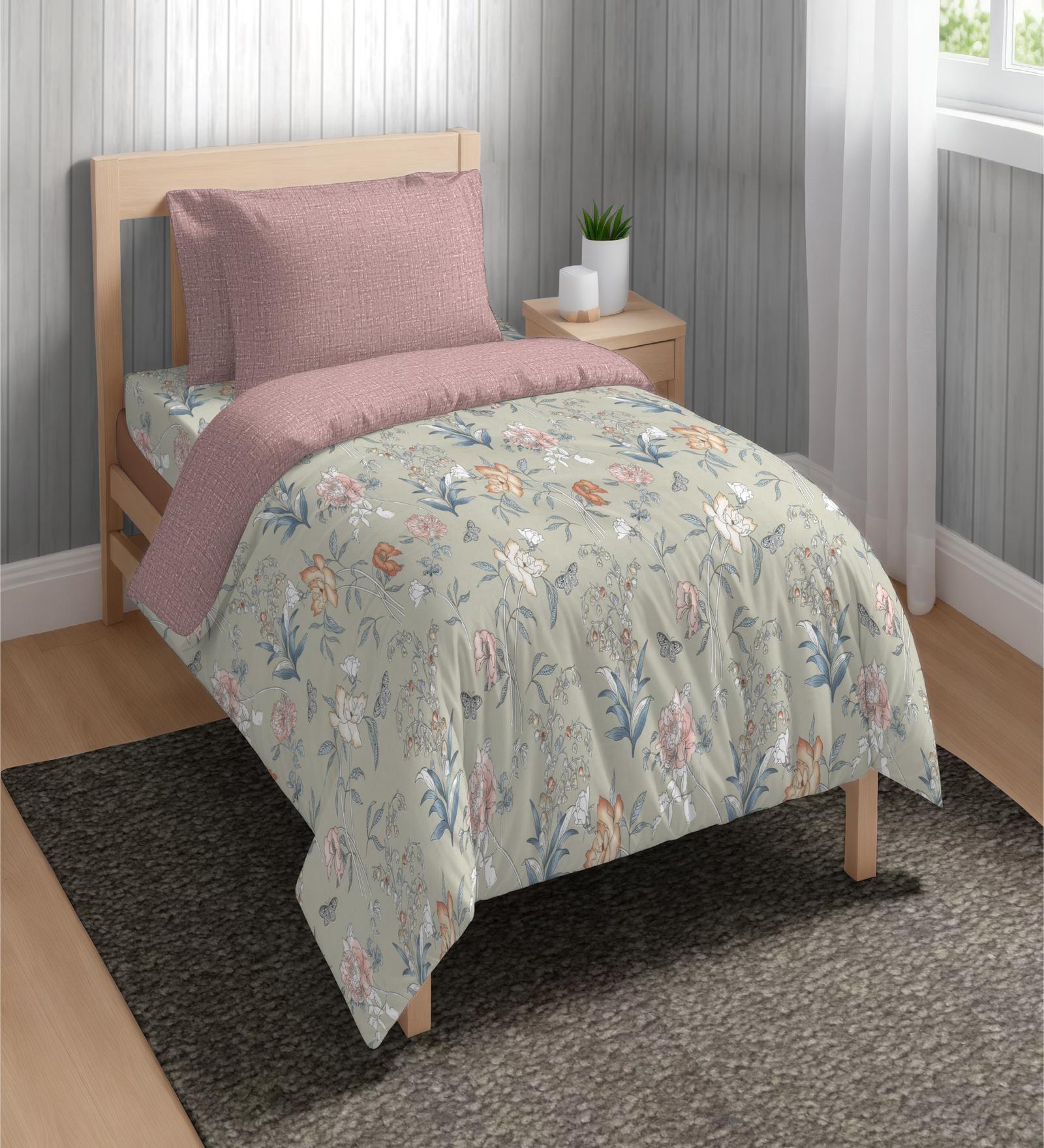 Beige Microfiber Floral 150 GSM Single Bed Comforter