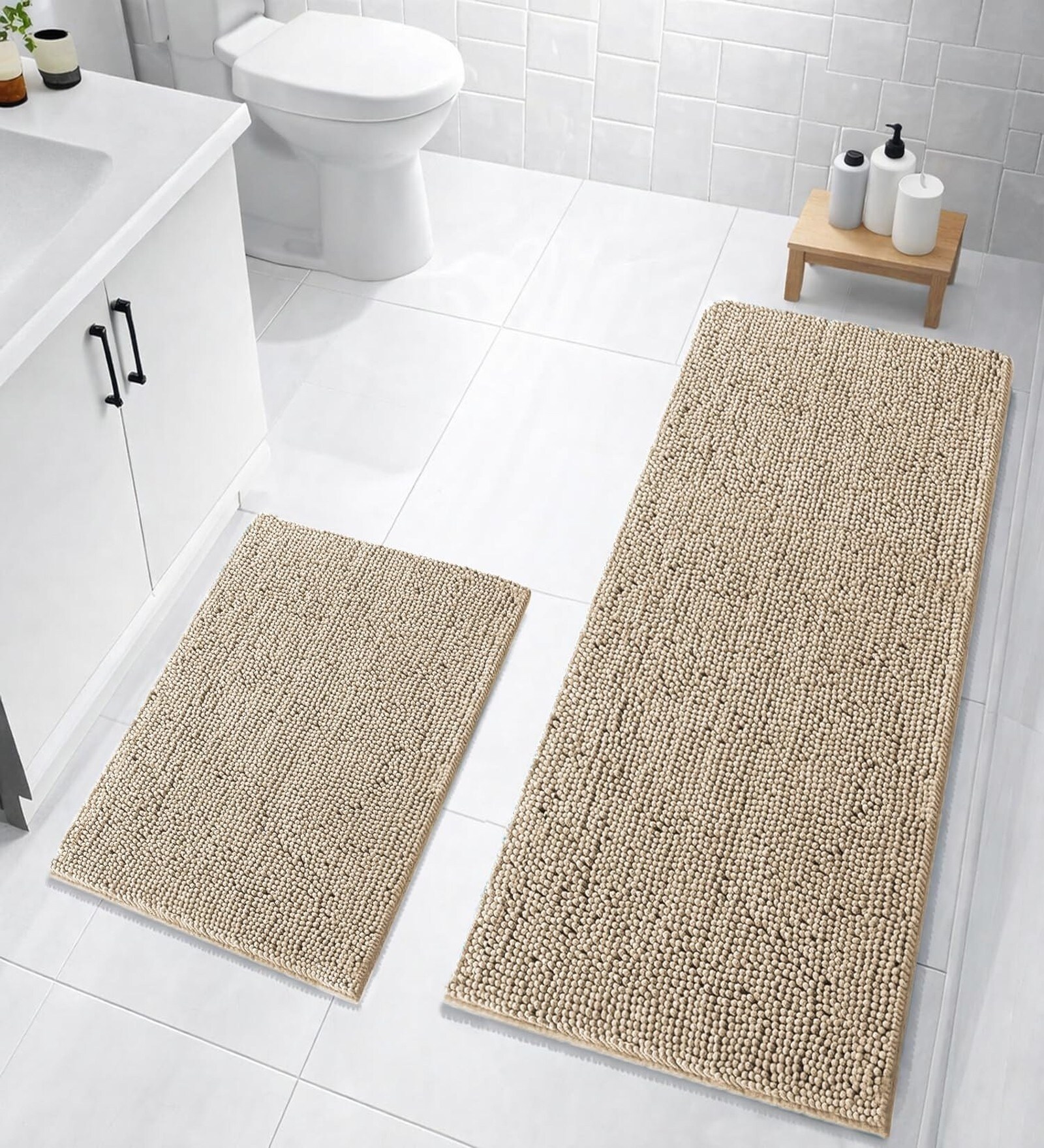 Beige Microfibre 16x24 Inches Lightweight Bath Mat