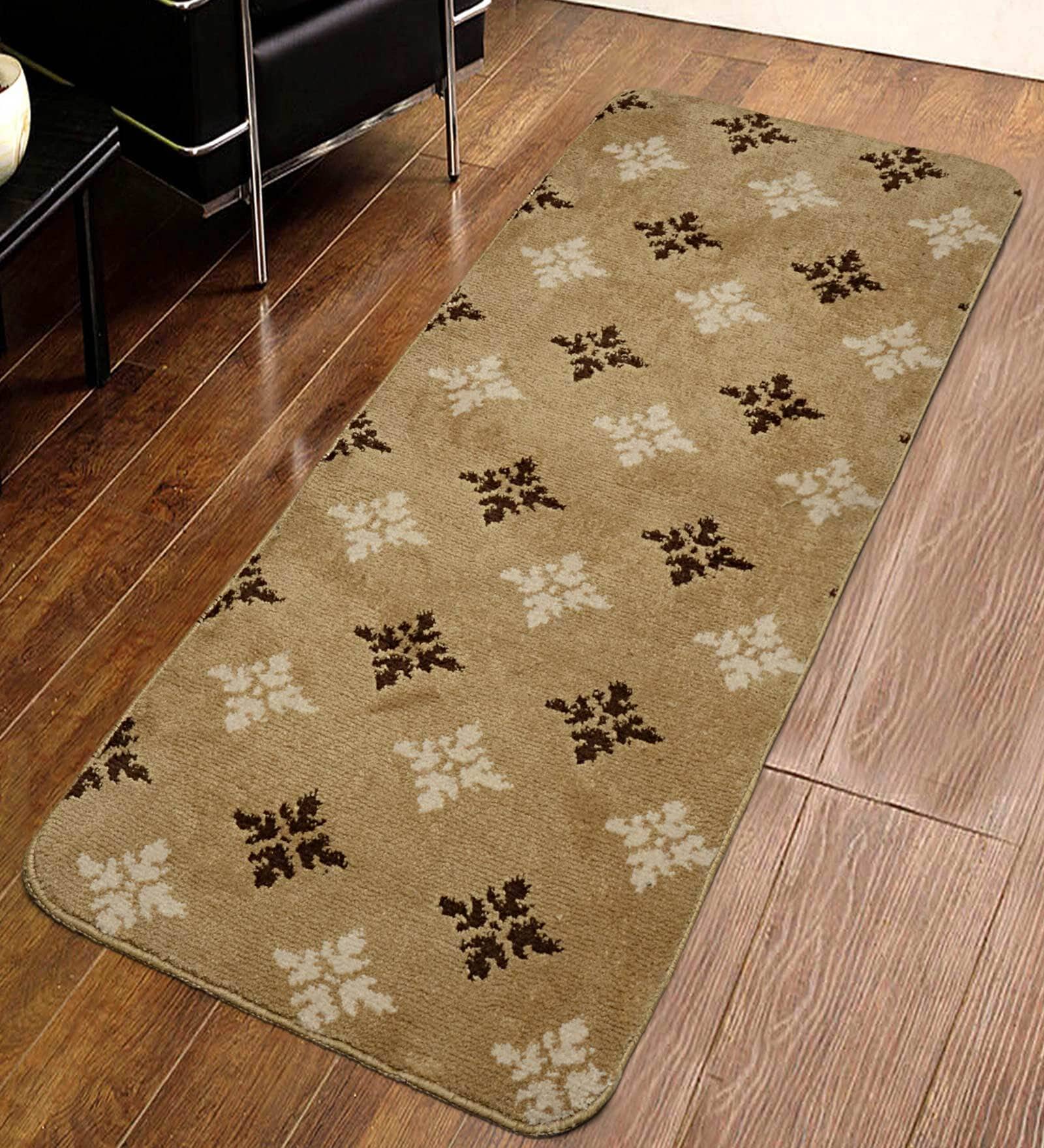 Beige Microfibre 47 x 18 Inches Machine Made Floor Runner