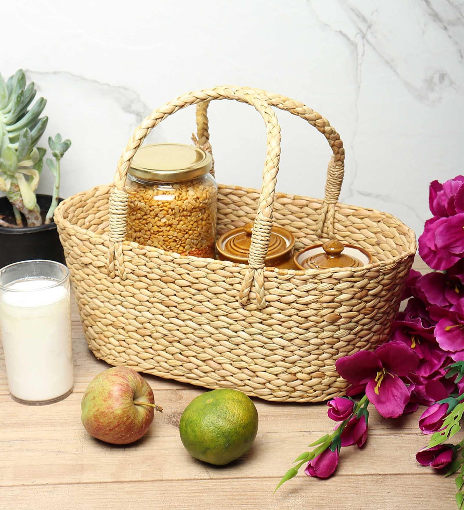 Beige Natural Fibre Medium Gifting Storage Basket