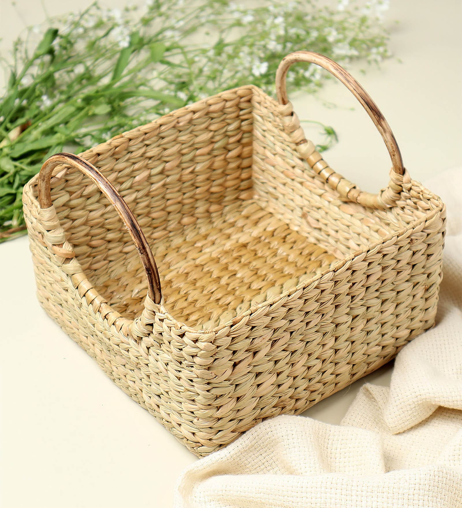 Beige Natural Fibre Medium Gifting Storage Basket