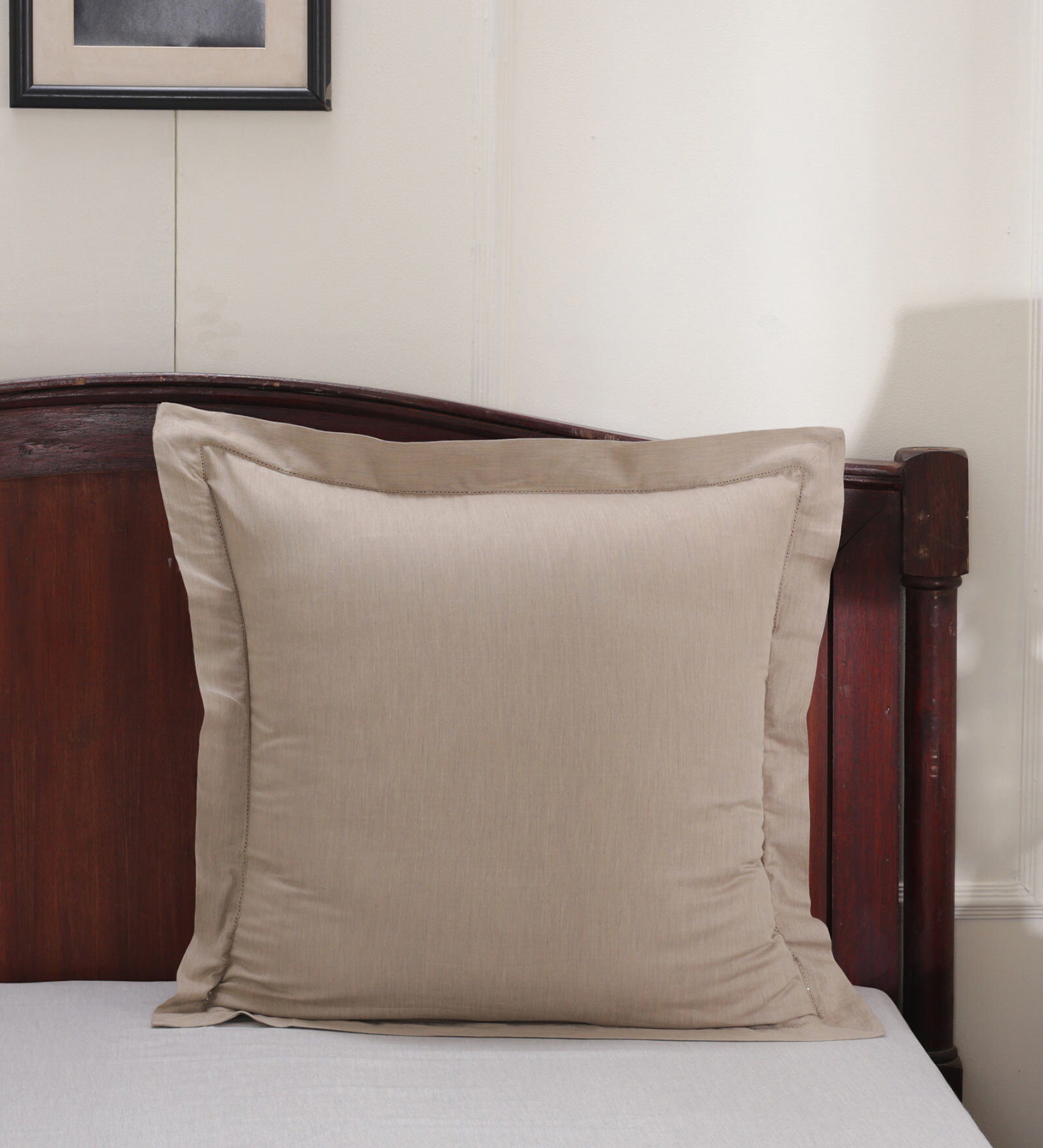 Beige Patterned 300 TC Cotton 24 x 24 Inches Pillow Covers (Set of 2)