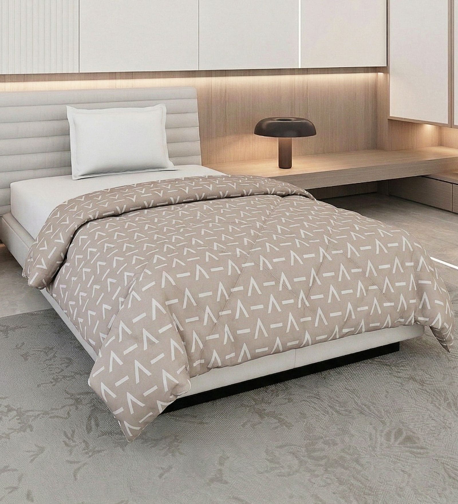 Beige Polyester Solid 105 GSM Single Bed Comforter