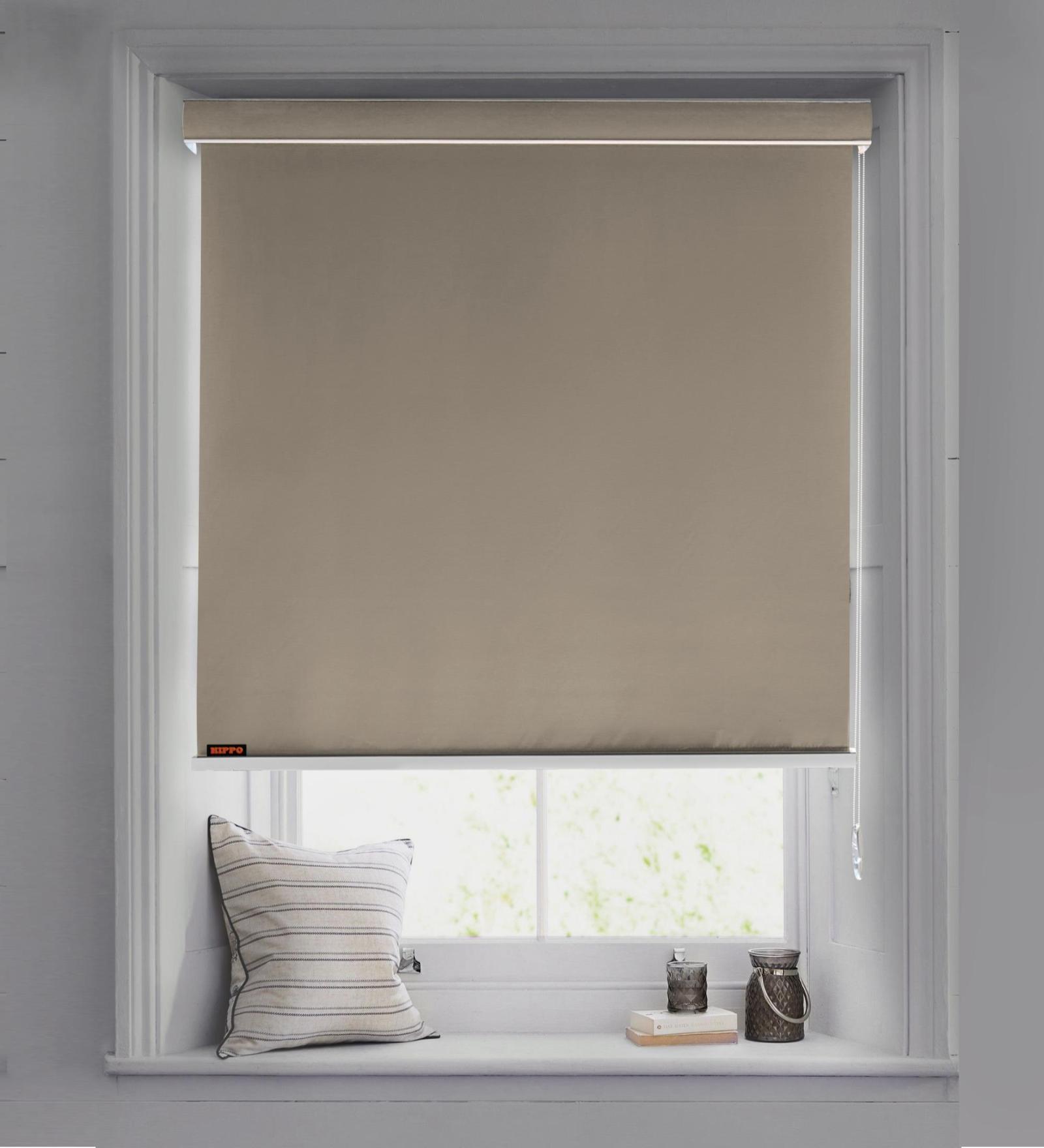 Beige Polyester Solid 60 X 48 inches Blackout Blackout Blind