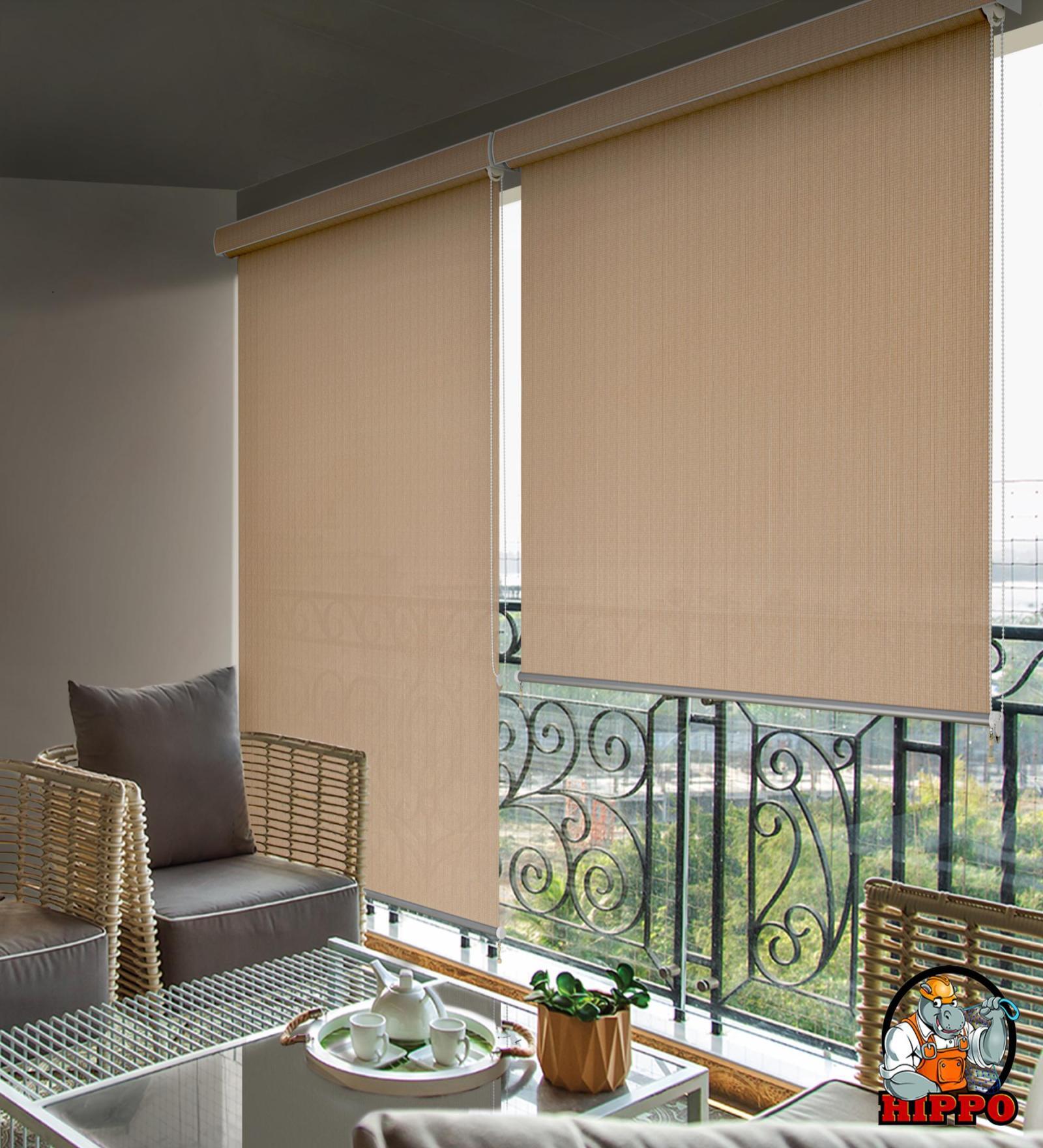 Beige Polyethylene Solid 108 X 36 inches Semisheer Roller Blind