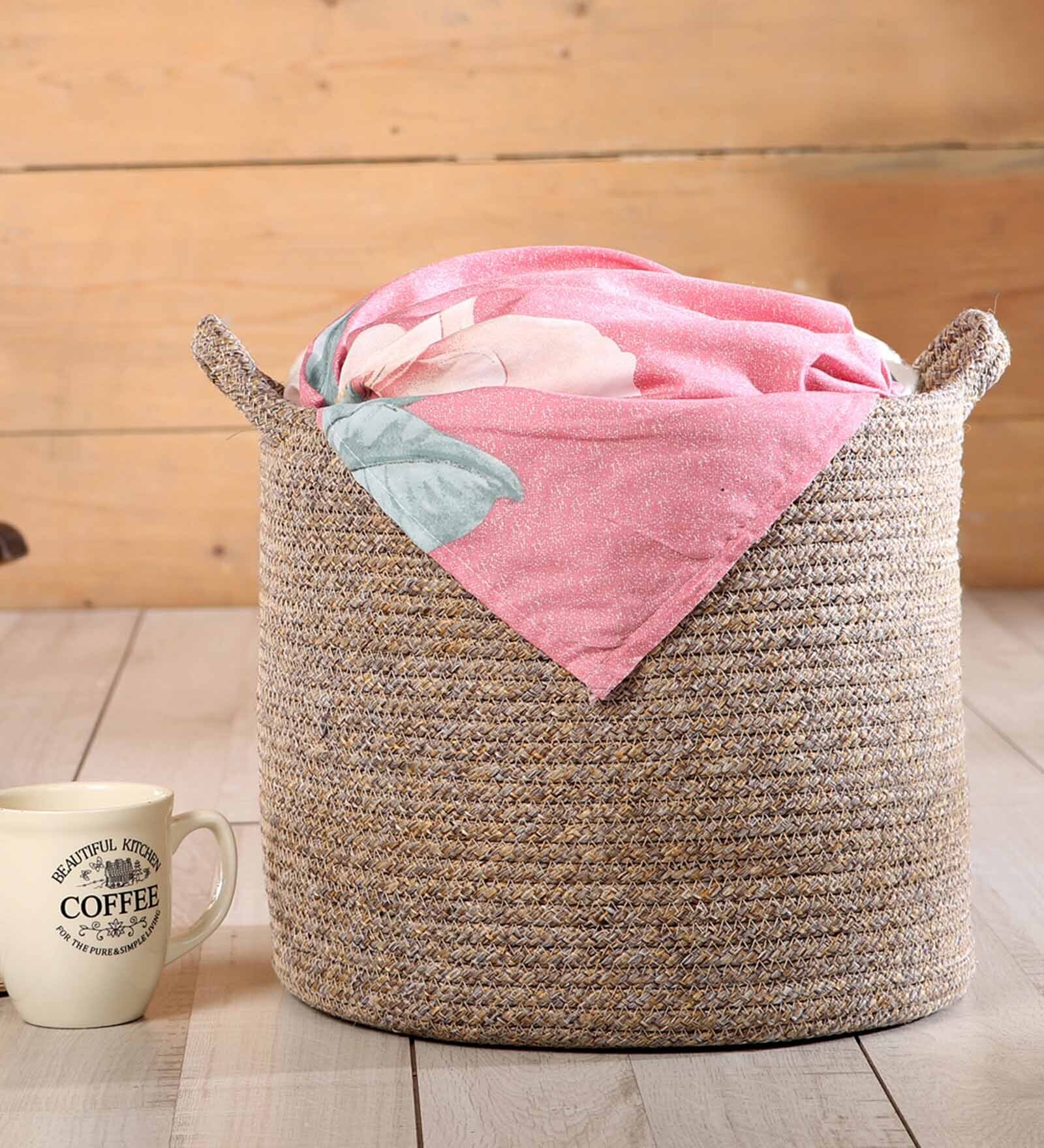 Beige Polypropylene 52 Ltr (1Pc) Storage Basket