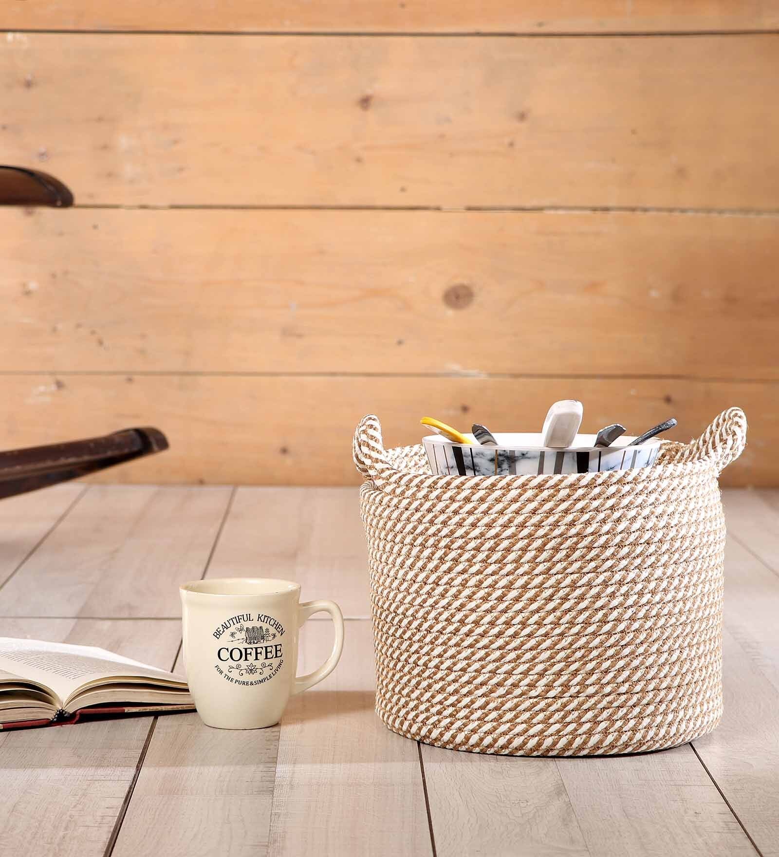 Beige Polypropylene 52 Ltr (1Pc) Storage Basket