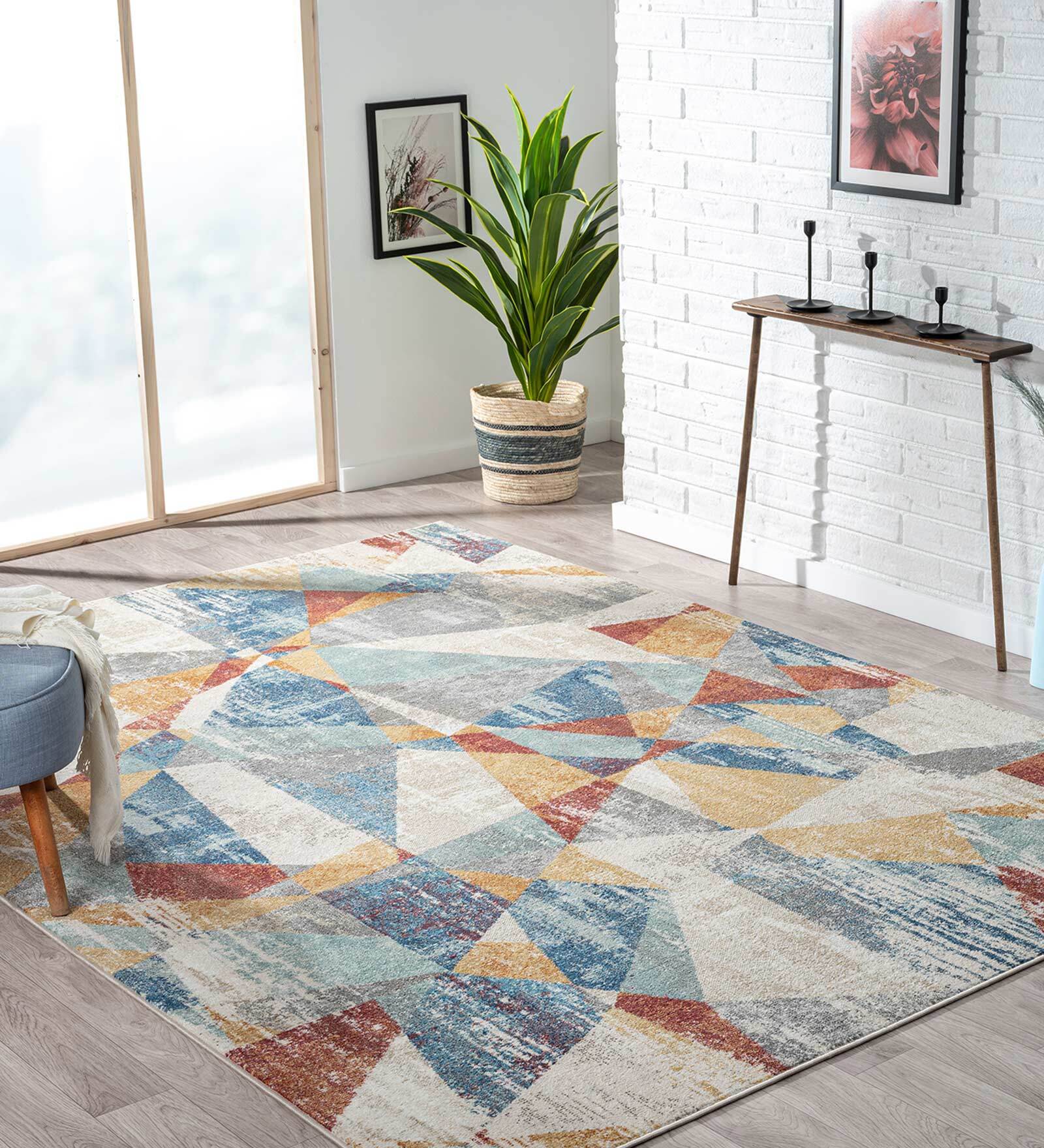 Beige Polypropylene Abstract 4 x 6 Feet Machine Made Carpet