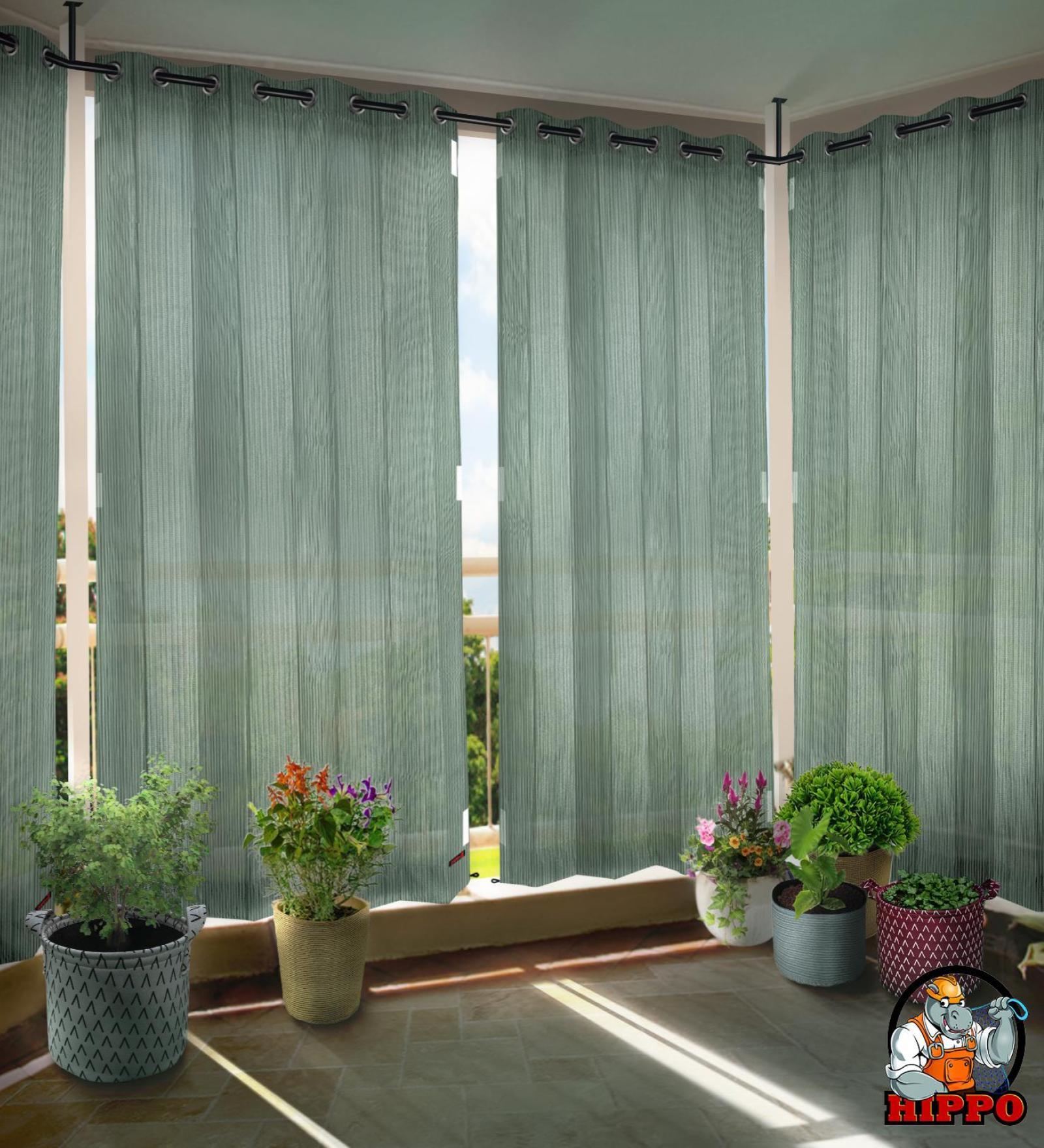 Beige Polypropylene Solid 5ft Semisheer Eyelet Window Curtains (Pack of 2)