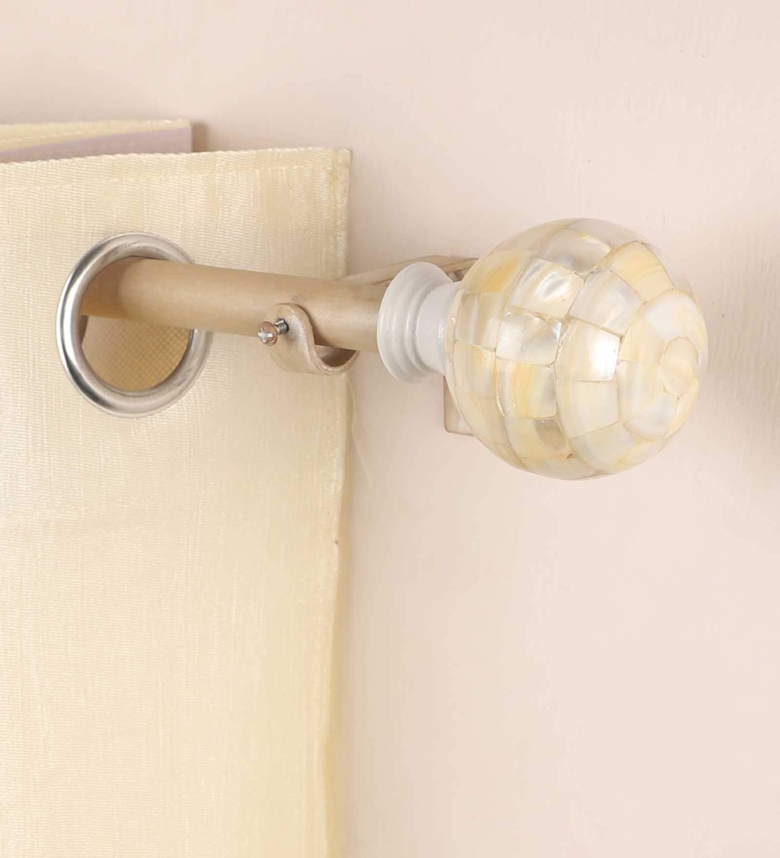 Beige Powder Coated Iron Curtain Rod (48 to 88 Inches) With Bracket
