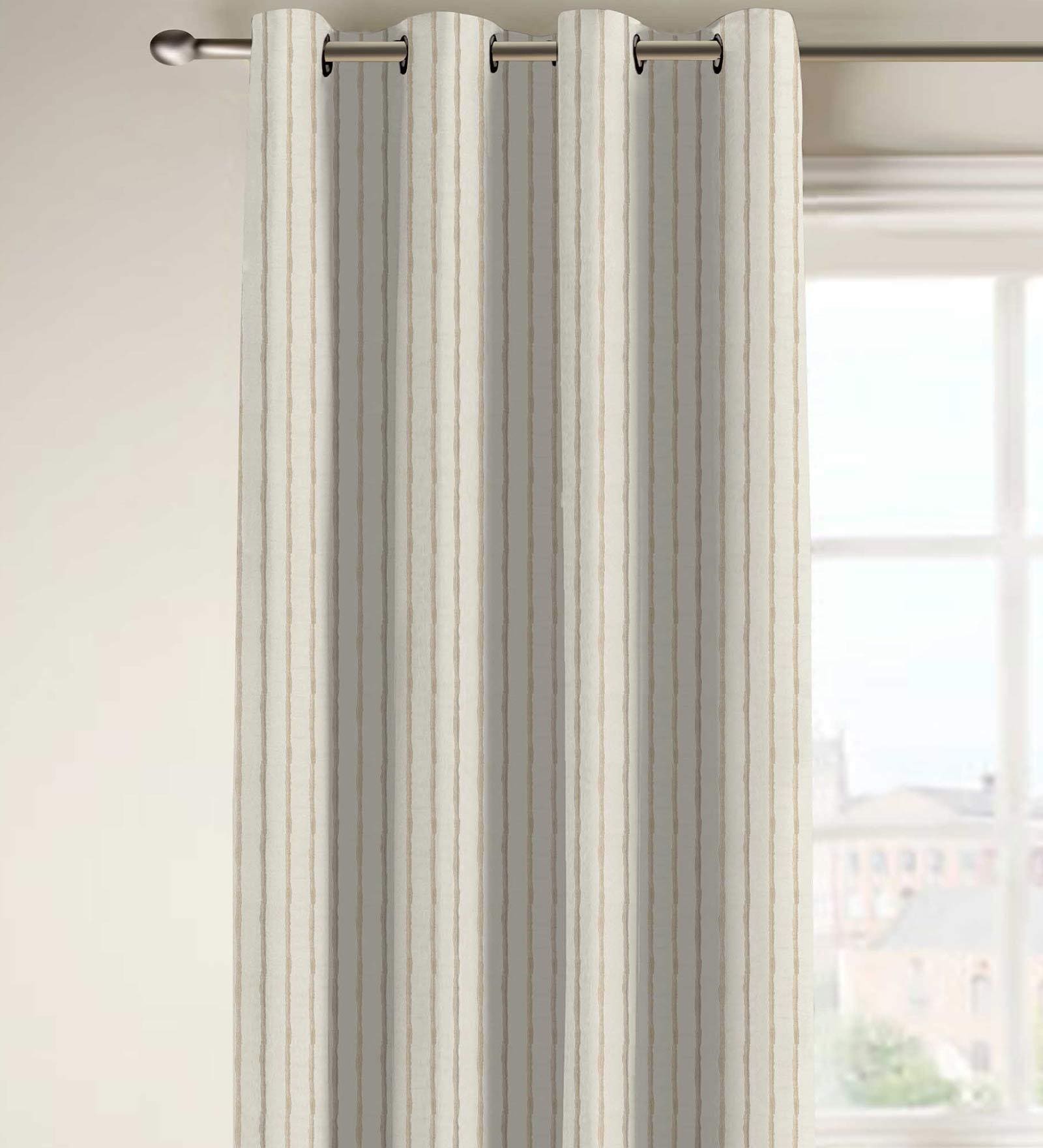 Satinato Beige Semisheer Polyester 7 Feet Eyelet Door Curtain