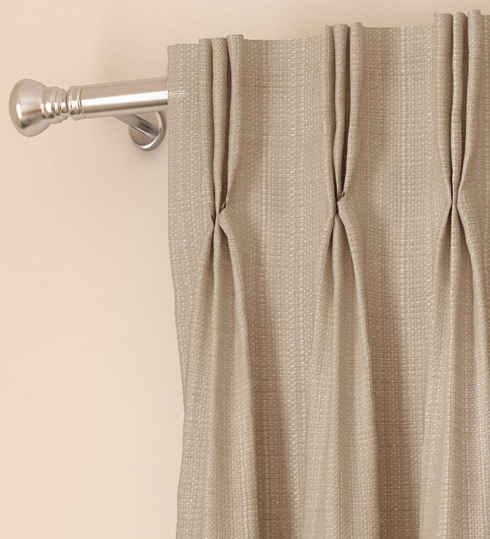 Beige Solid Polyester 9 Ft Light Filtering Pinch Pleat Door Curtains (Set of 2)