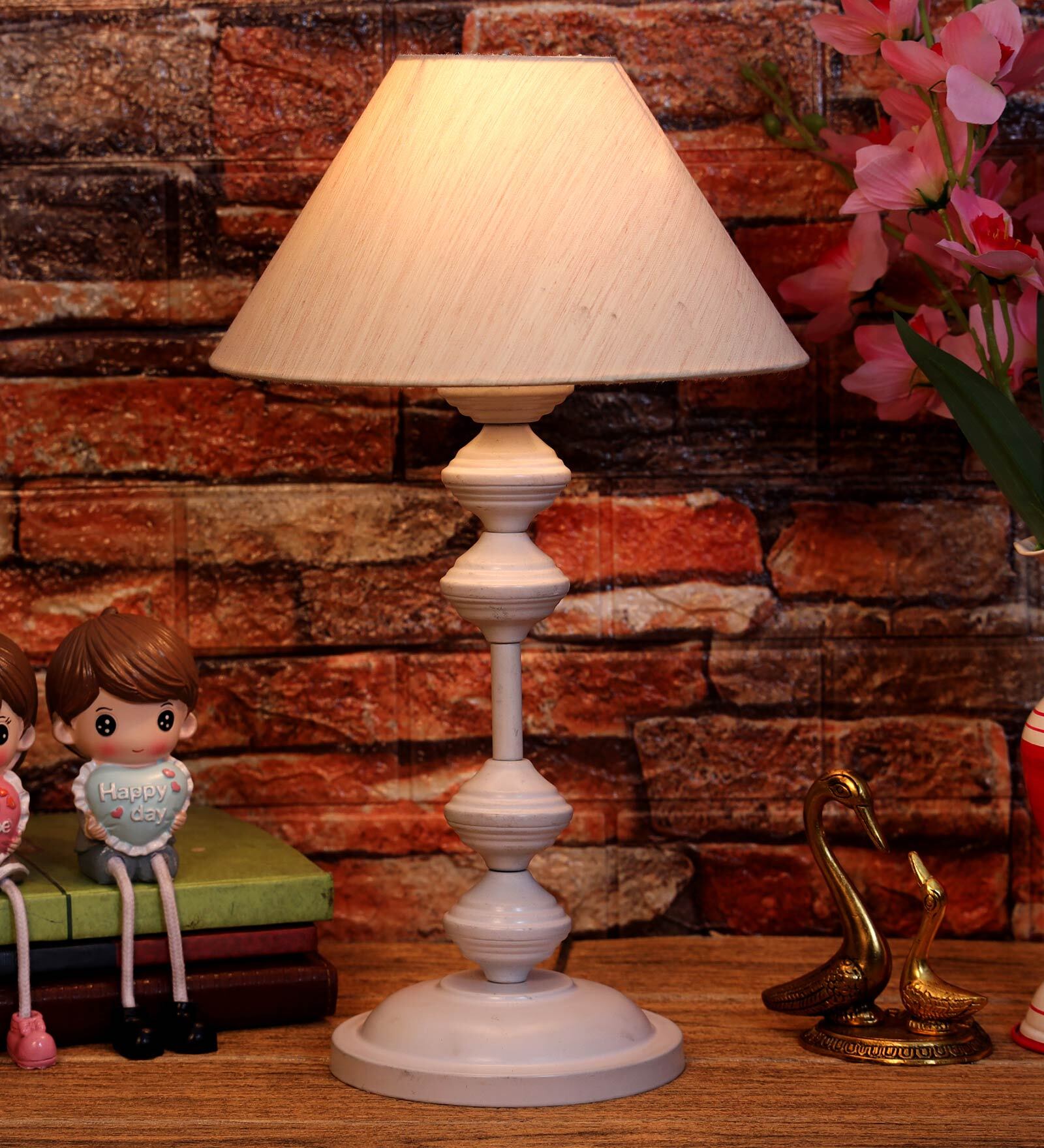 Buy Beige Shade Table Lamp With Metal Base By Foziq at 55% OFF by Foziq ...