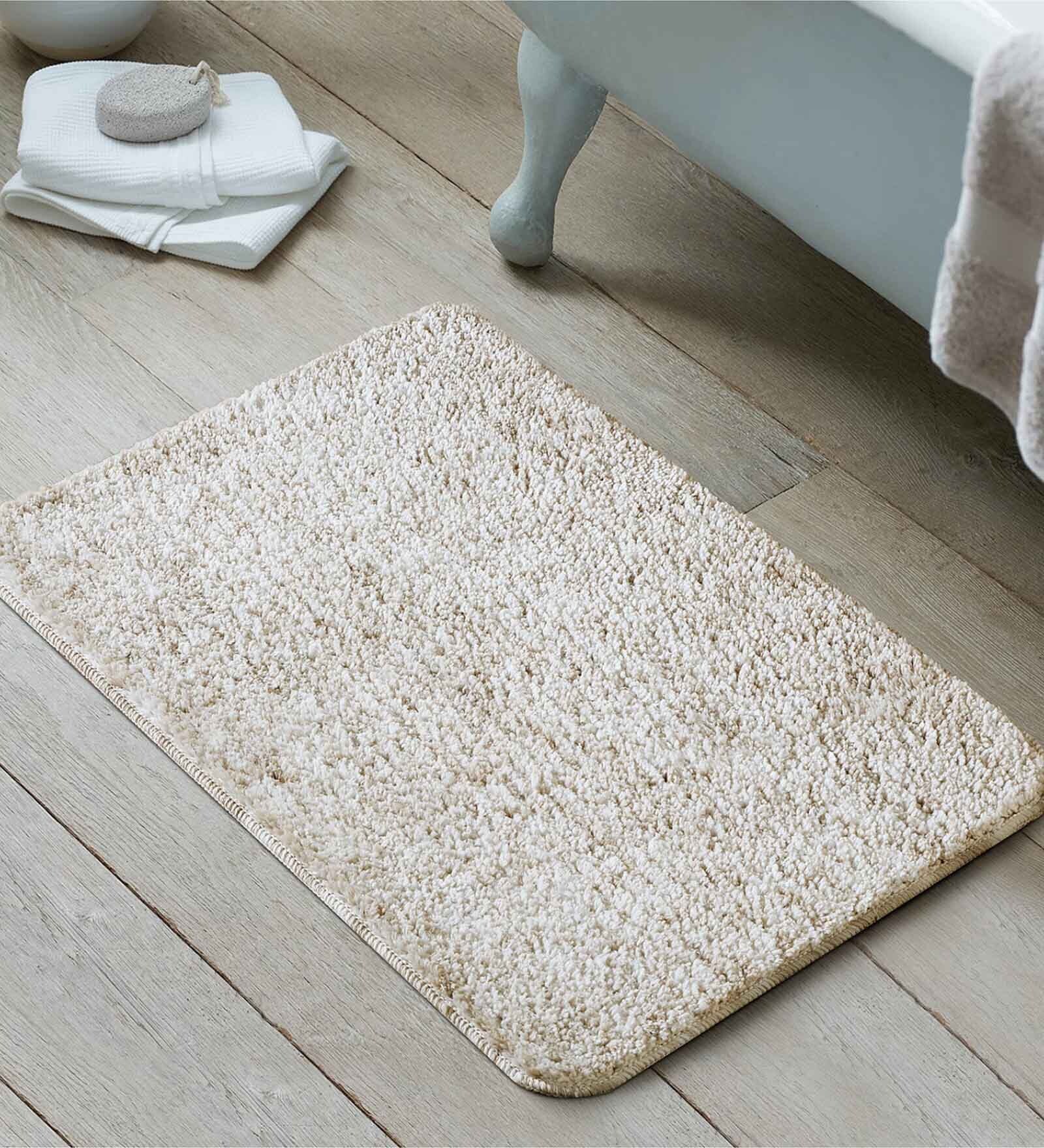 Beige Abstract Polyester 24x16 Inches AntiSkid Bath Mat