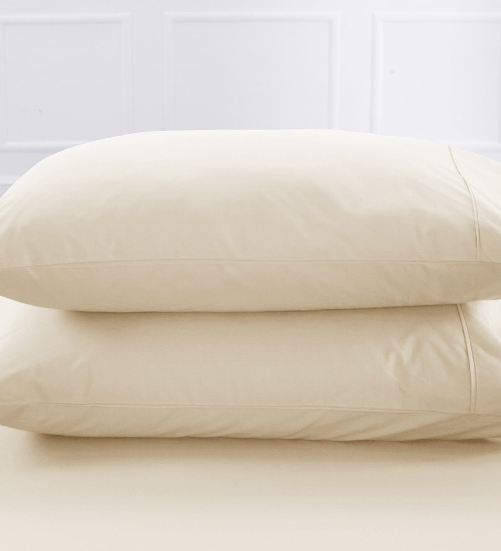 Beige Solid 200TC Cotton 20 x 30 Inches Pillow Covers (Set of 2)