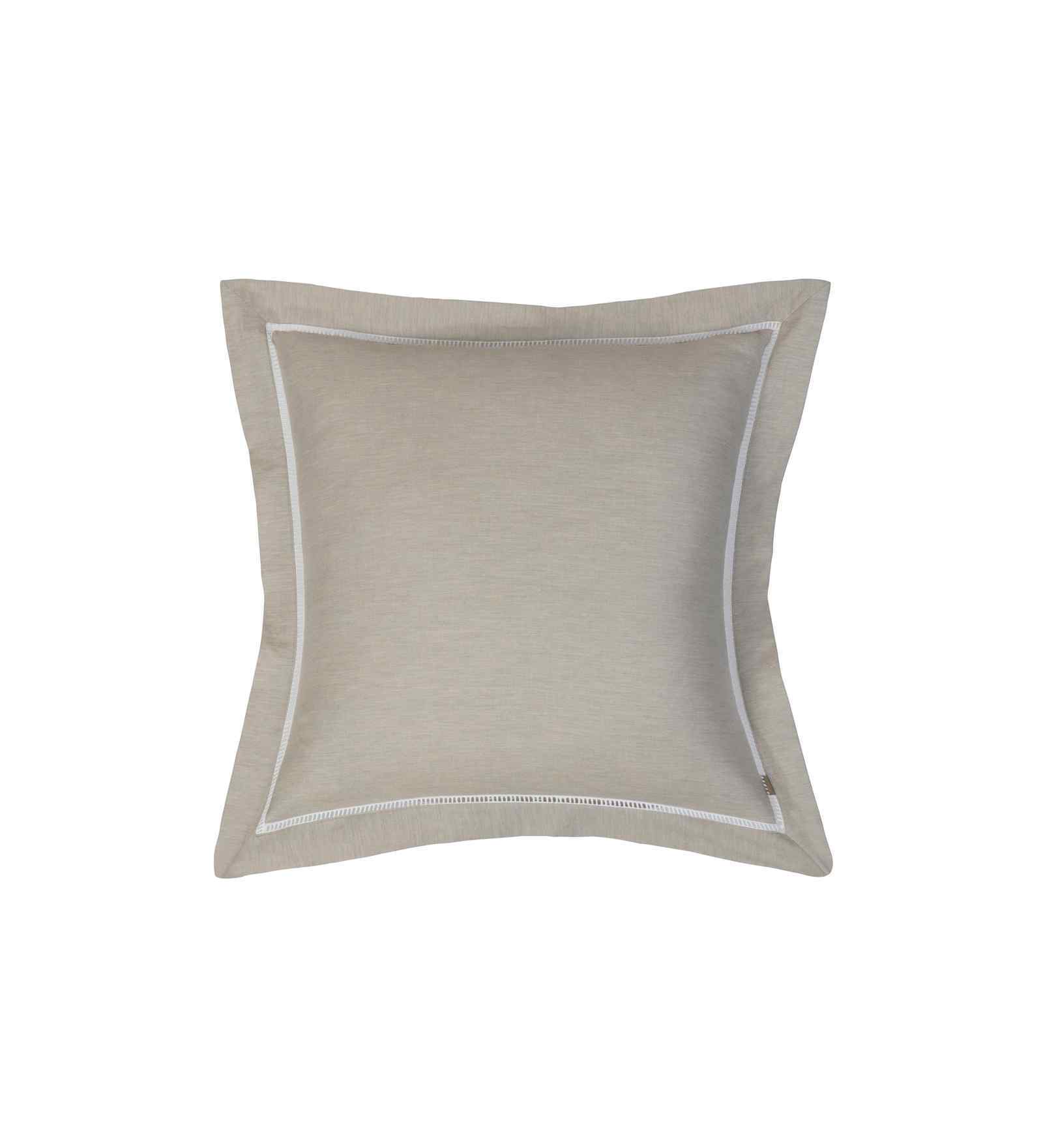 Beige Solid 300 TC Cotton 2 Pillow Case Euro Set