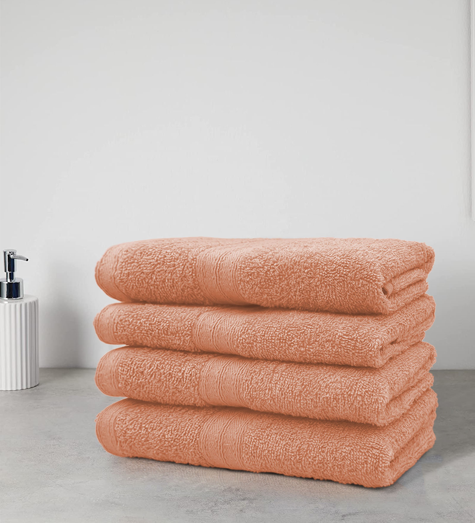 Beige Solid Cotton 500 GSM Hand Towel Set of 4