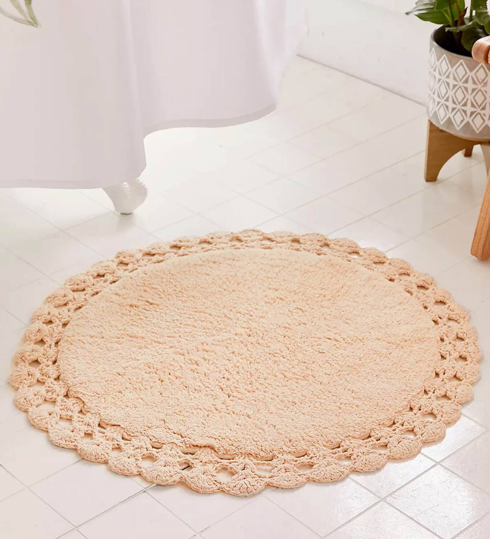 Beige Super Absorbent 100% Cotton Bath Rug