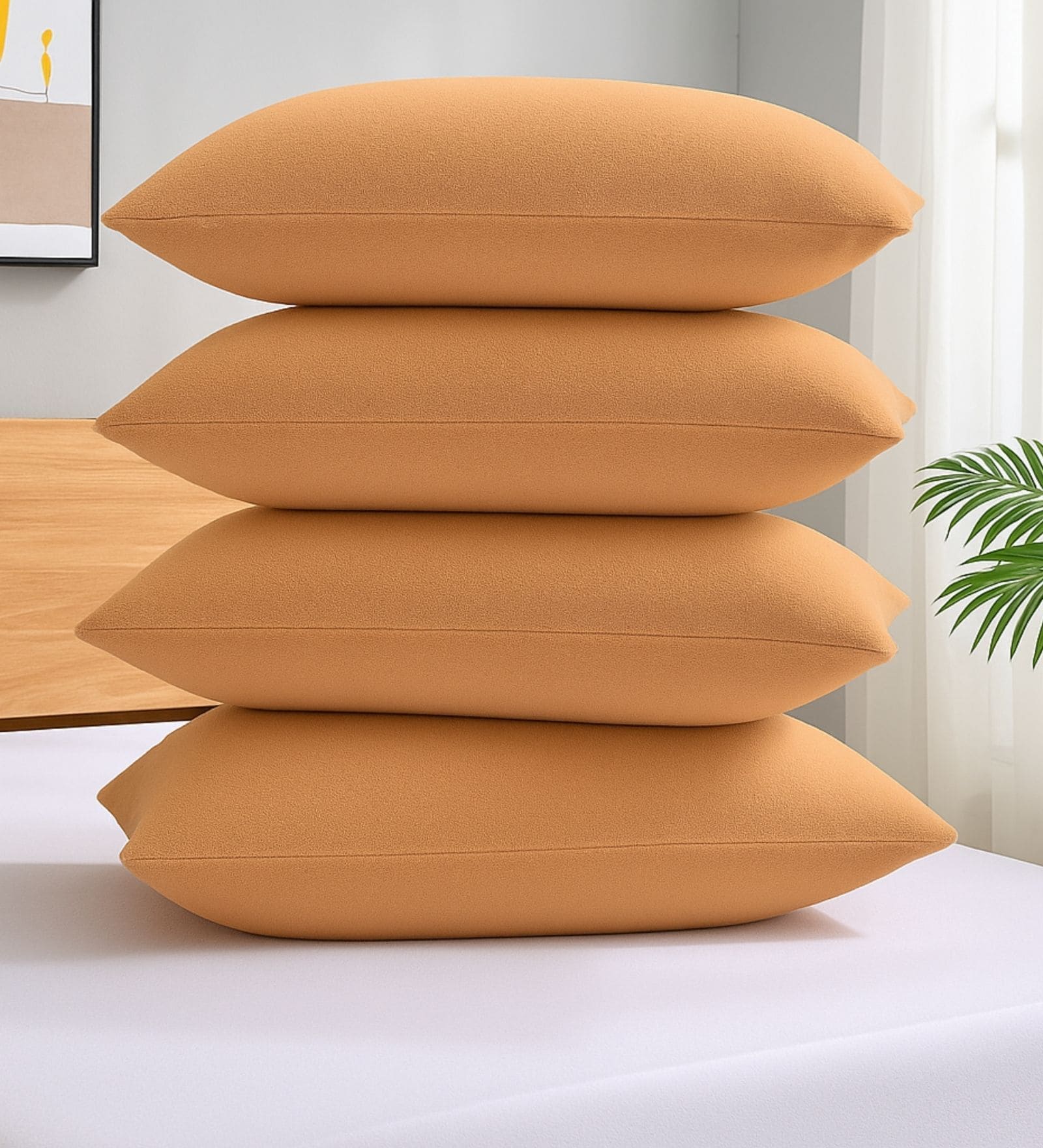 Beige Terry 300 TC Waterproof 18x28 inches Pillow Protector Covers Set of 4