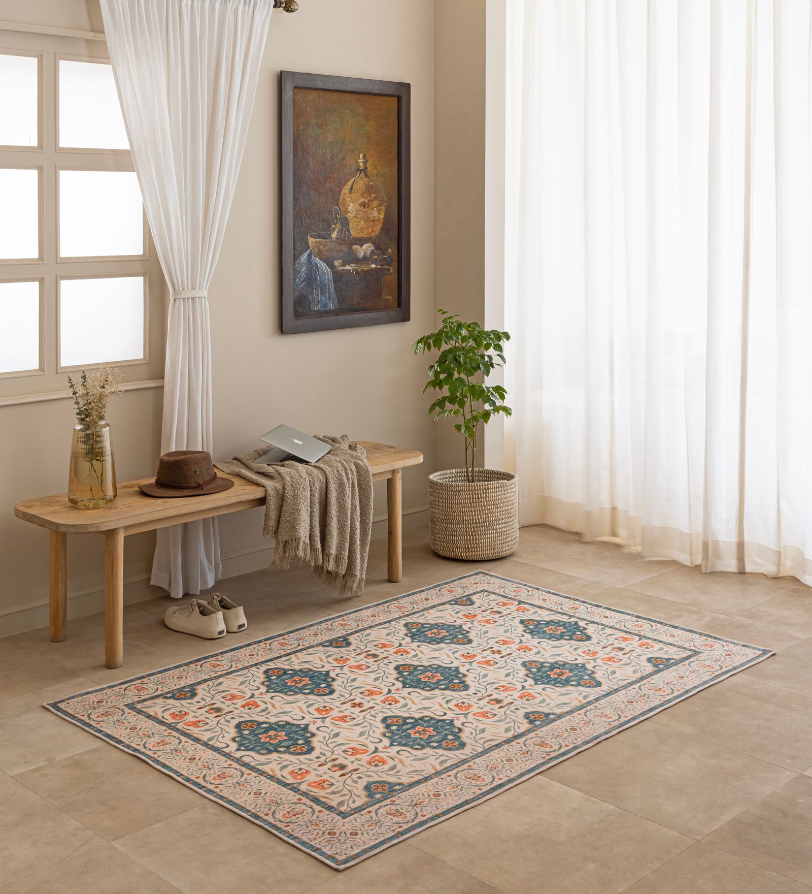 Beige Traditional Hand Woven 6 Ft X 4 Ft  Dhurrie
