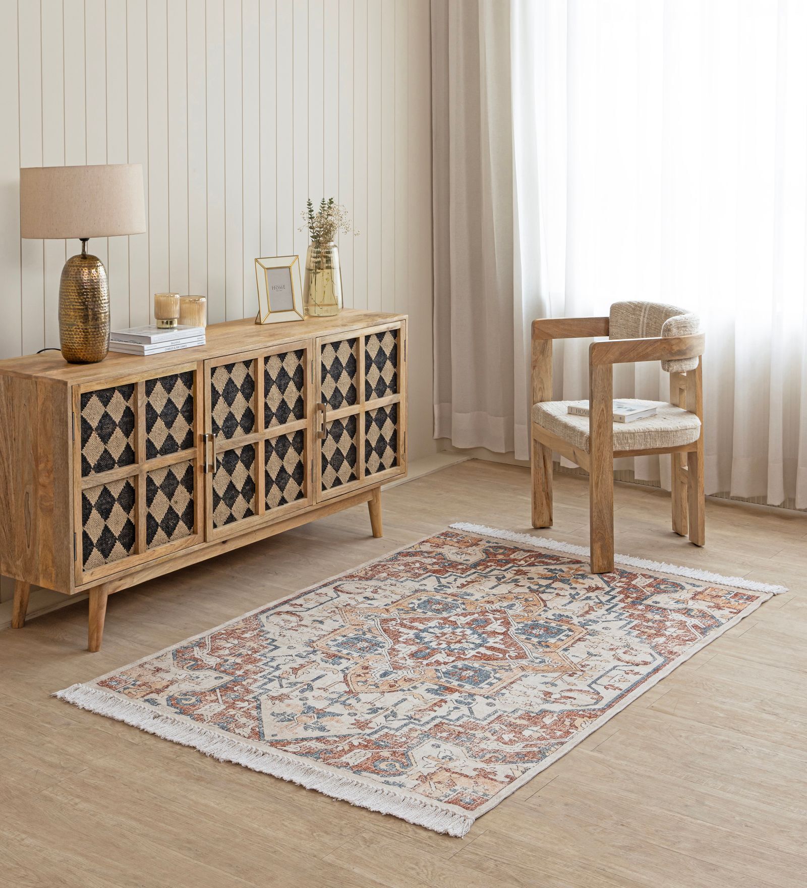 Beige Traditional Hand Woven 6 Ft X 4 Ft  Dhurrie