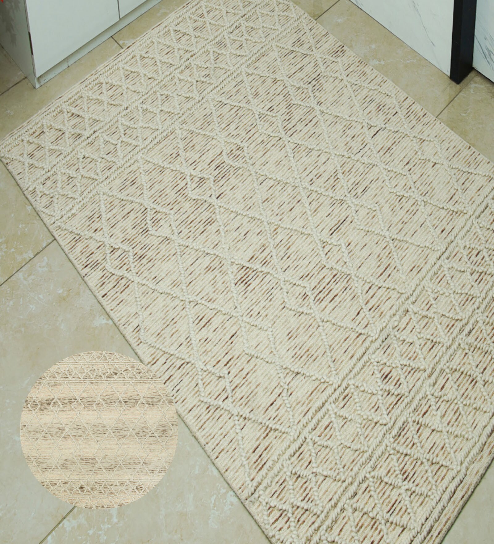 Beige Traditional Wool Hand Tufted Carpet