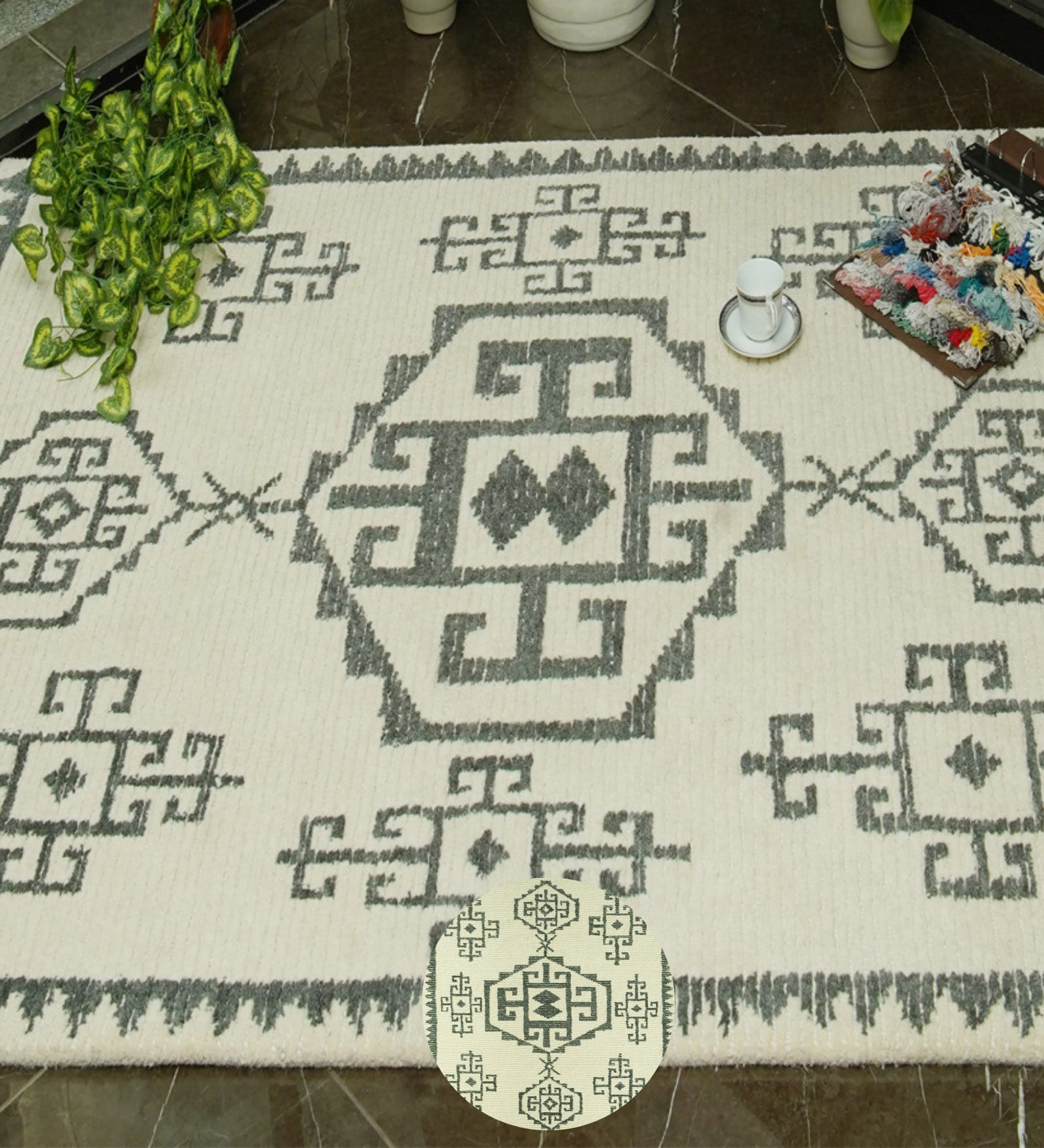 Beige Traditional Wool Hand Tufted Carpet