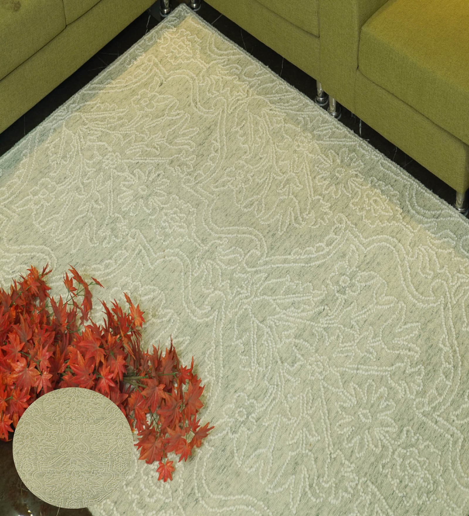 Beige Traditional Wool Hand Tufted Carpet