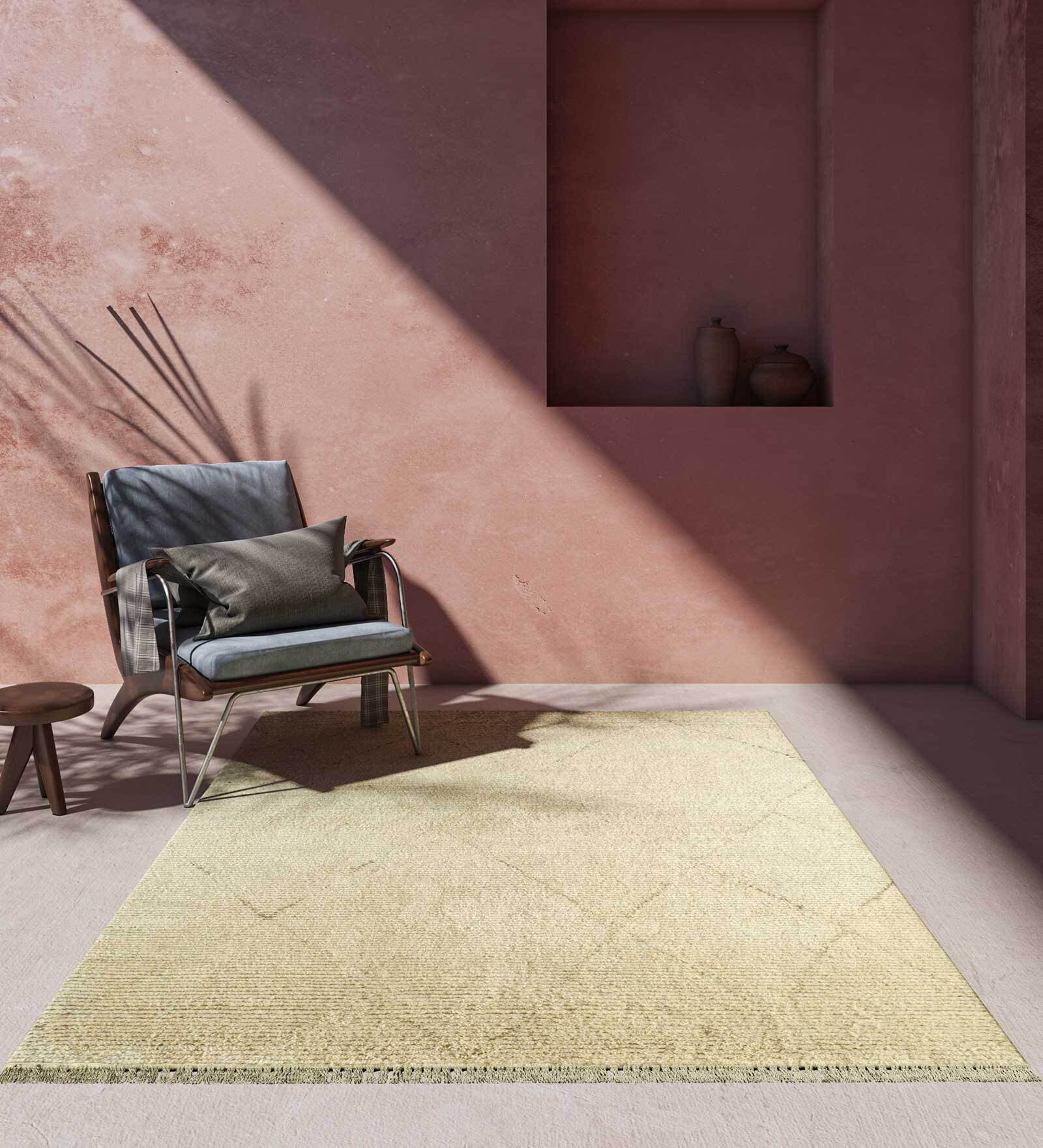 Beige Traditional Wool 8 x 10 ft Hand Knotted Carpet