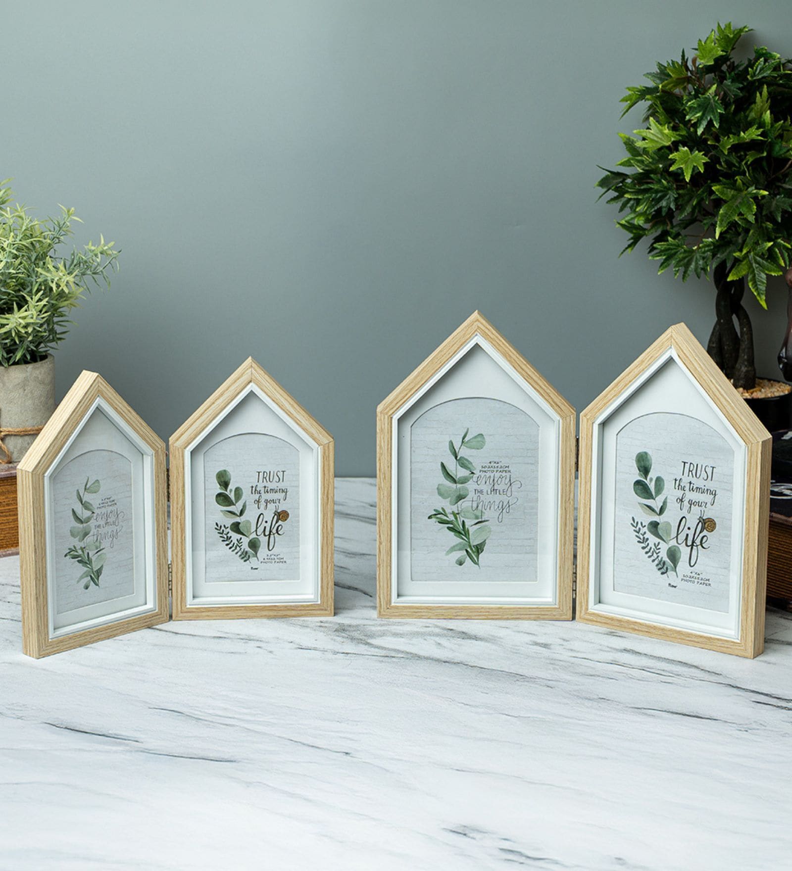 Beige Two House shape 4x6 Inches