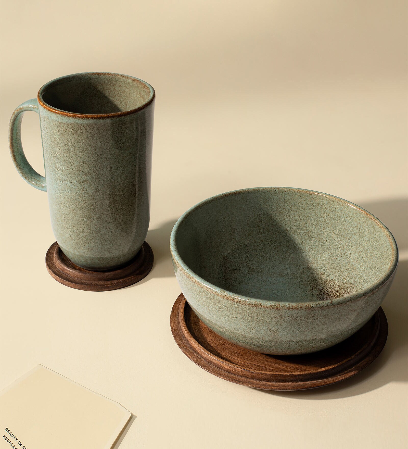 Bein Rustic Multicolour Ceramic (Set of 2) Coffee Mug with Snack Bowl