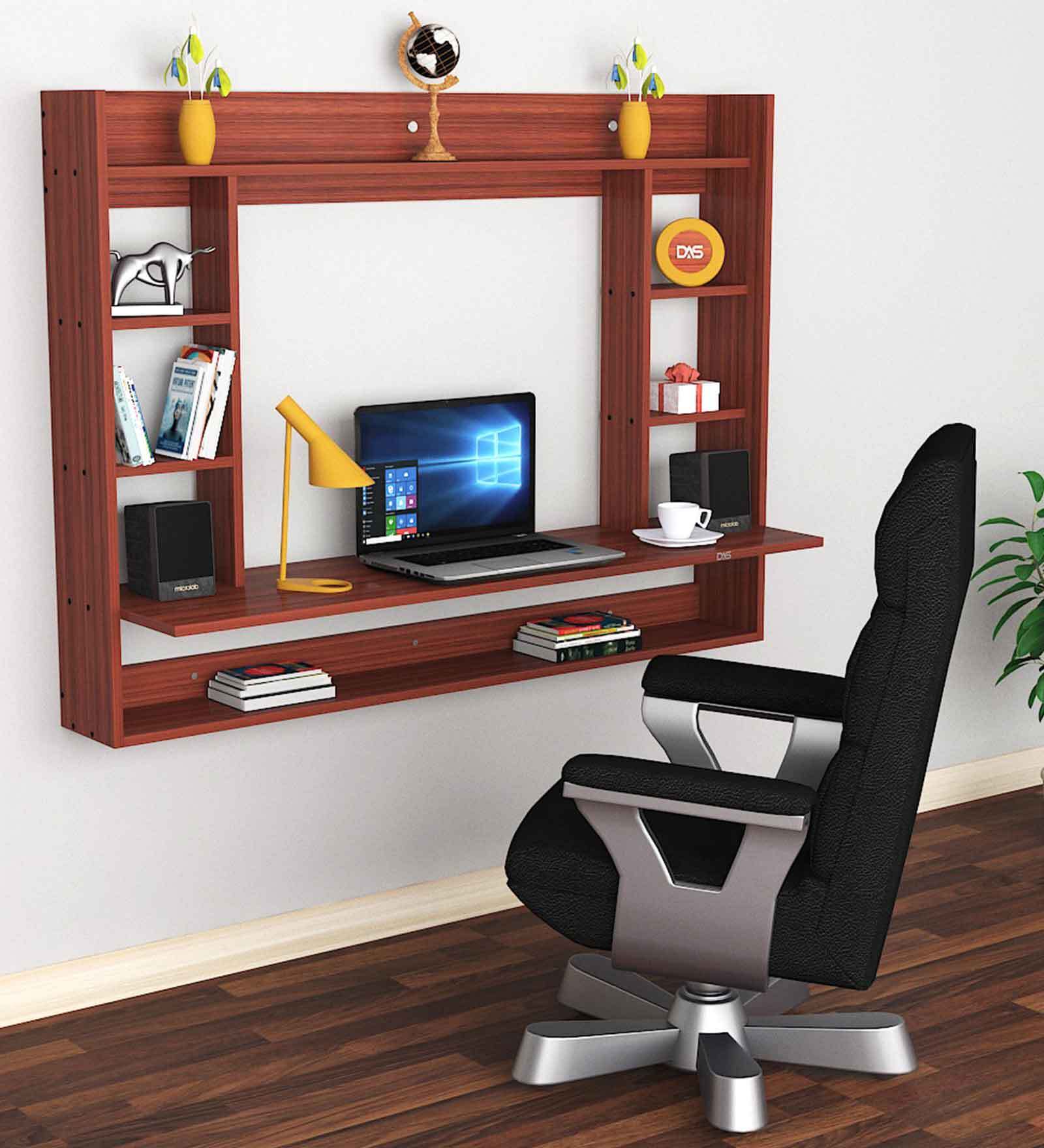Belen Wall Mount Laptop Desk in Classic Walnut Finish