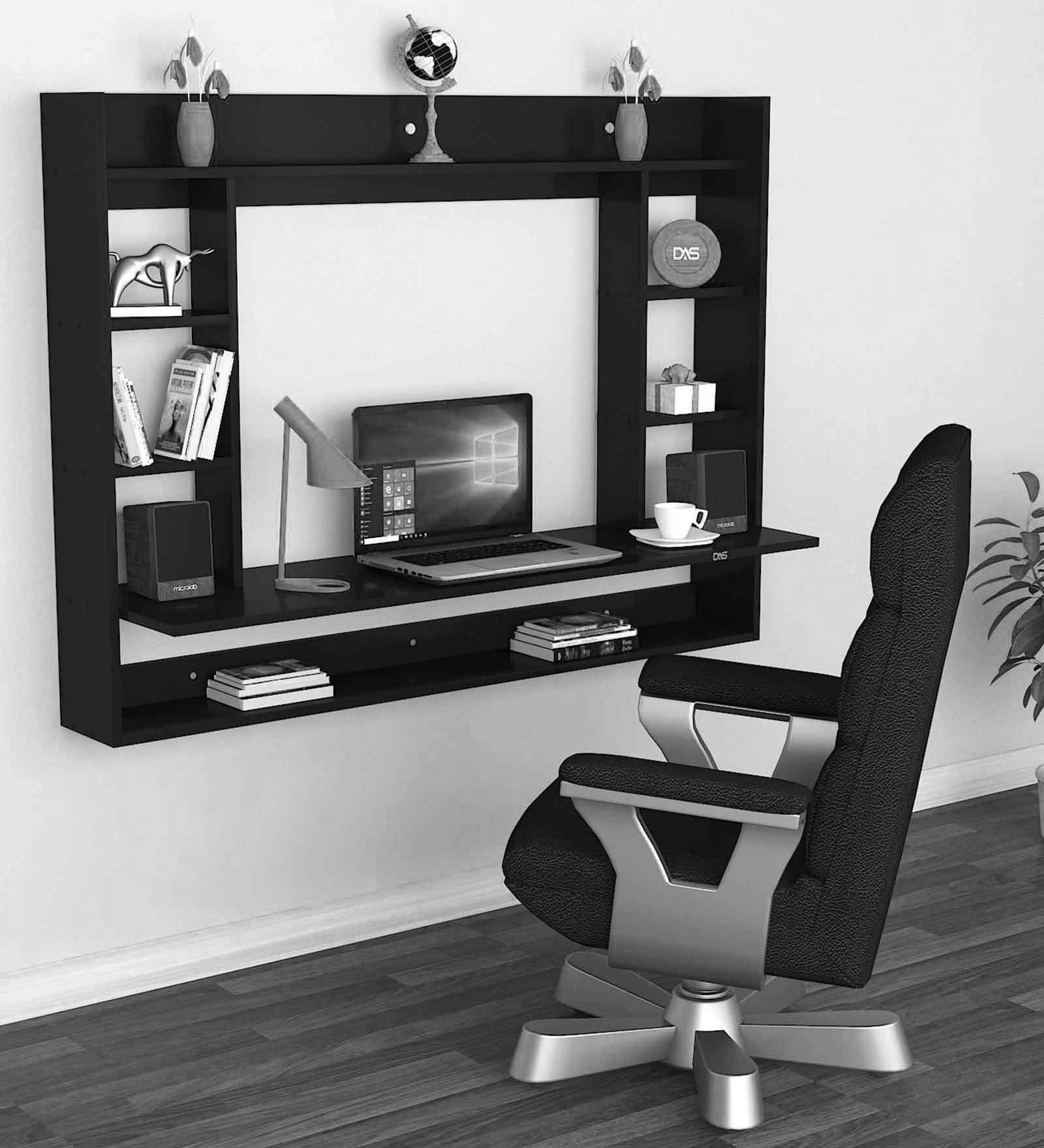 Belen Wall Mount Laptop Desk in Black Finish Belen Wall Mount Laptop Desk in Black Finish