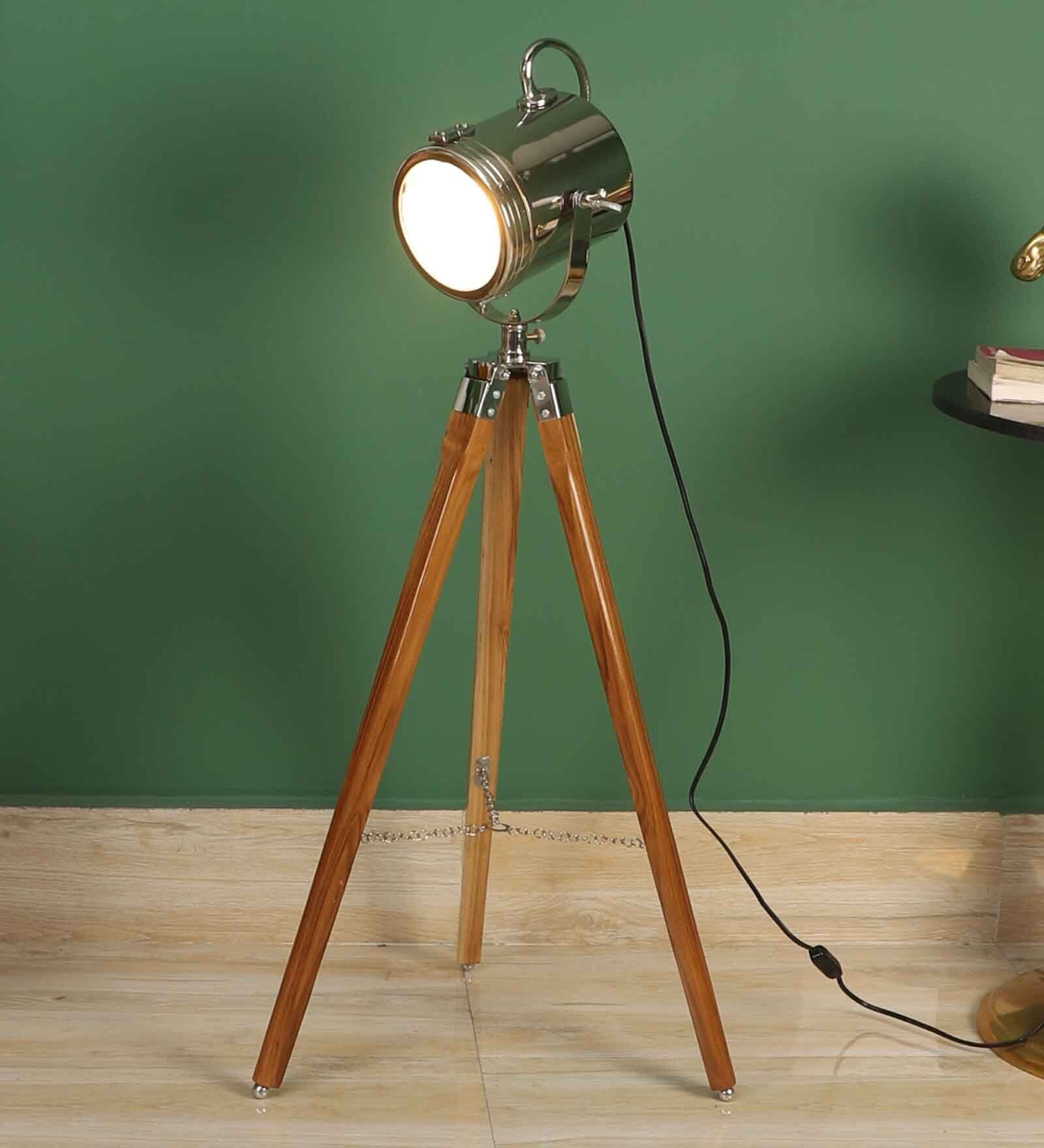 Belfast Floor Lamp ( Nickle & Teak)