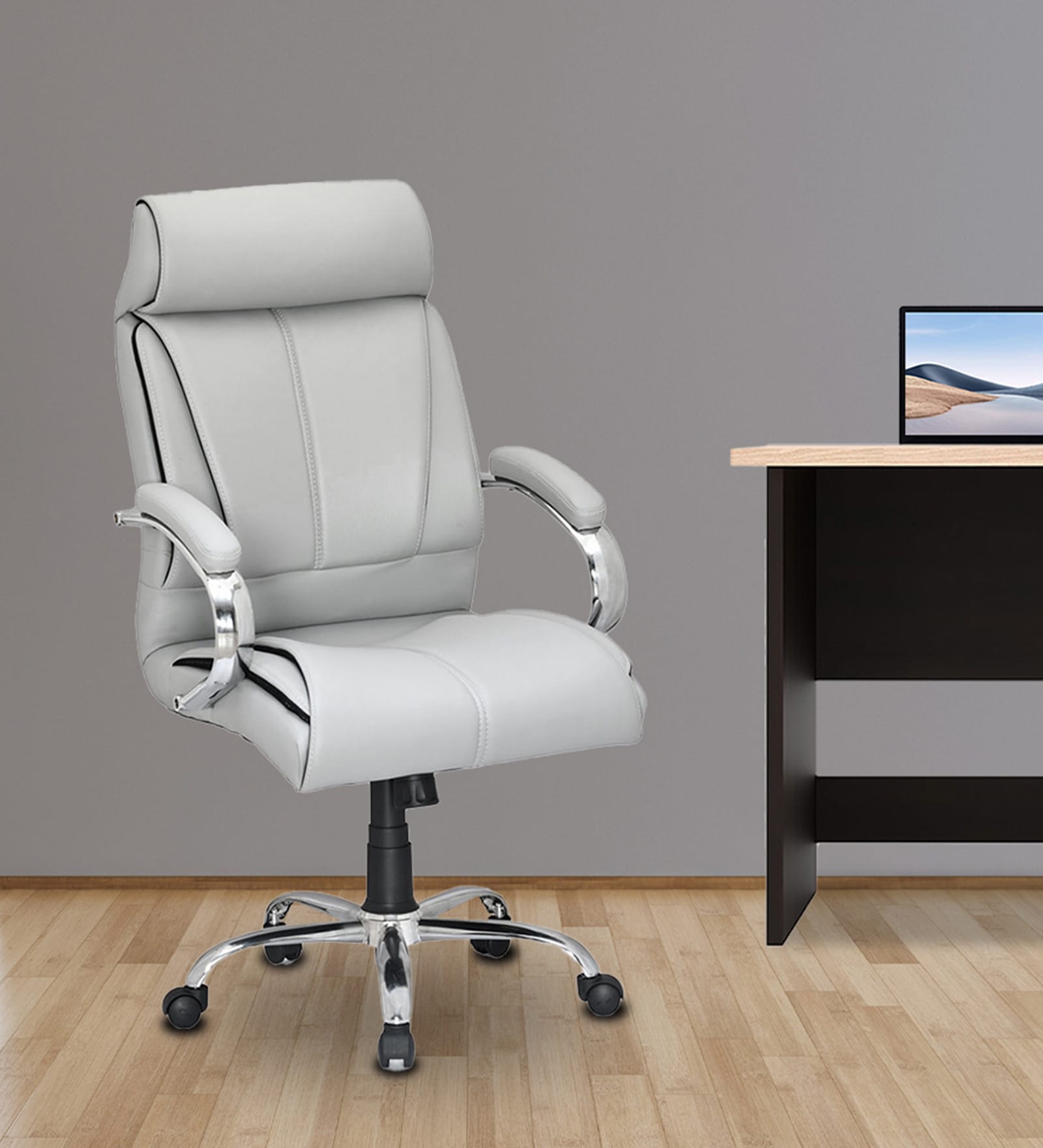 Belgrade High Back Leatherette Executive Chair in Grey Colour