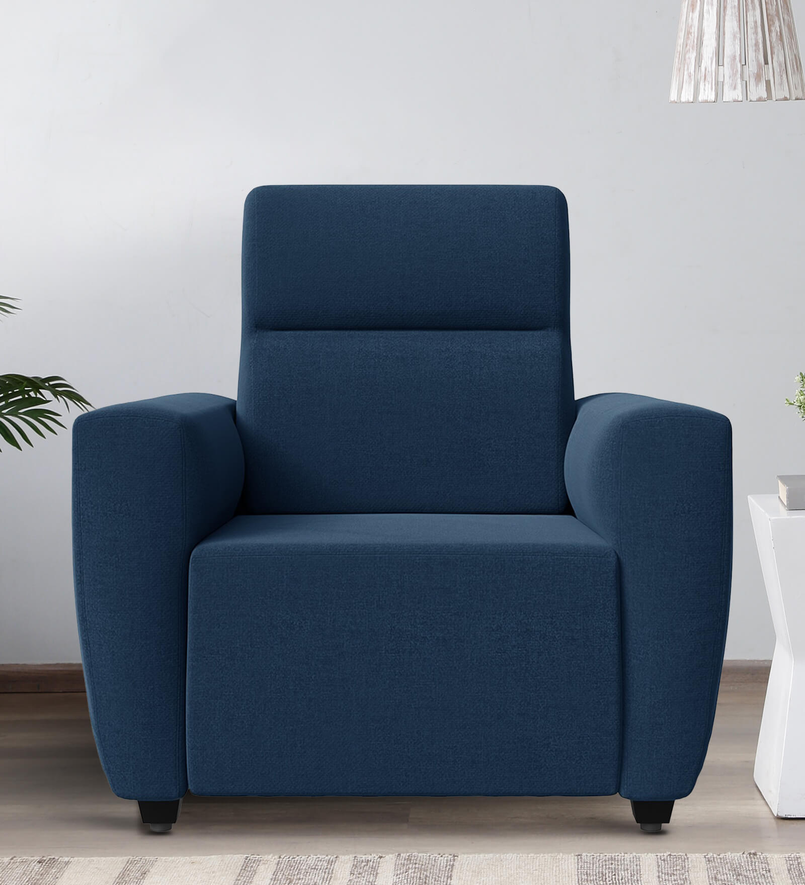 Belize Fabric 1 Seater Sofa In Cobalt Blue Colour